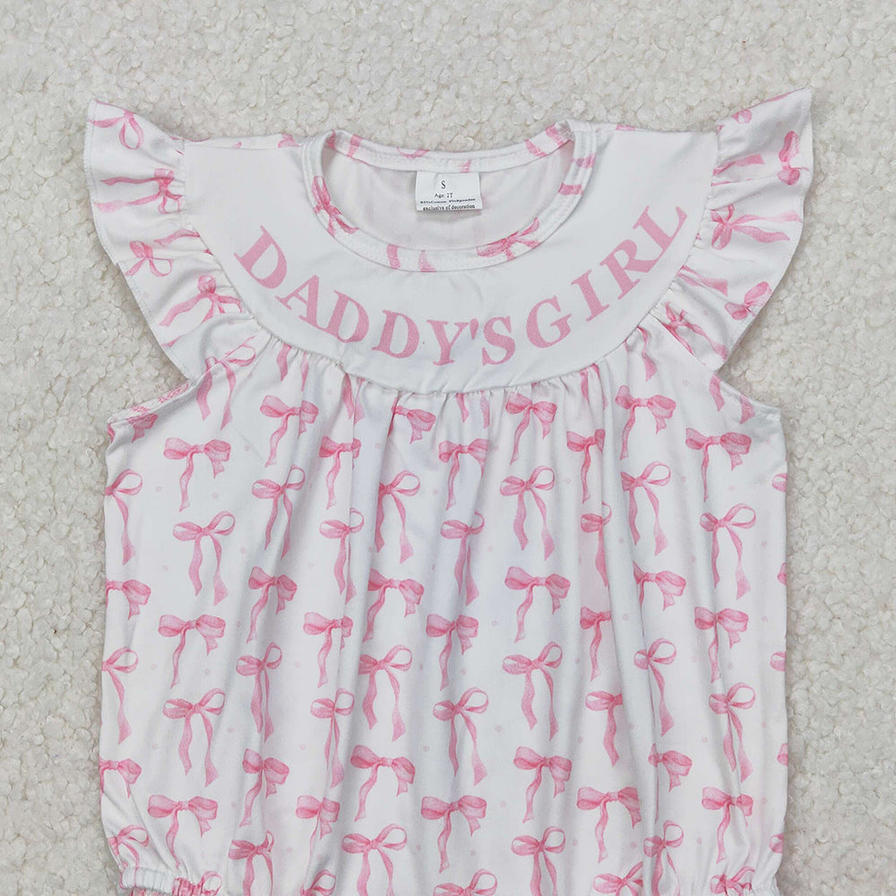 5.19  SR2806 RTS NO MOQ Daddy's girl pink bow baby girls summer romper