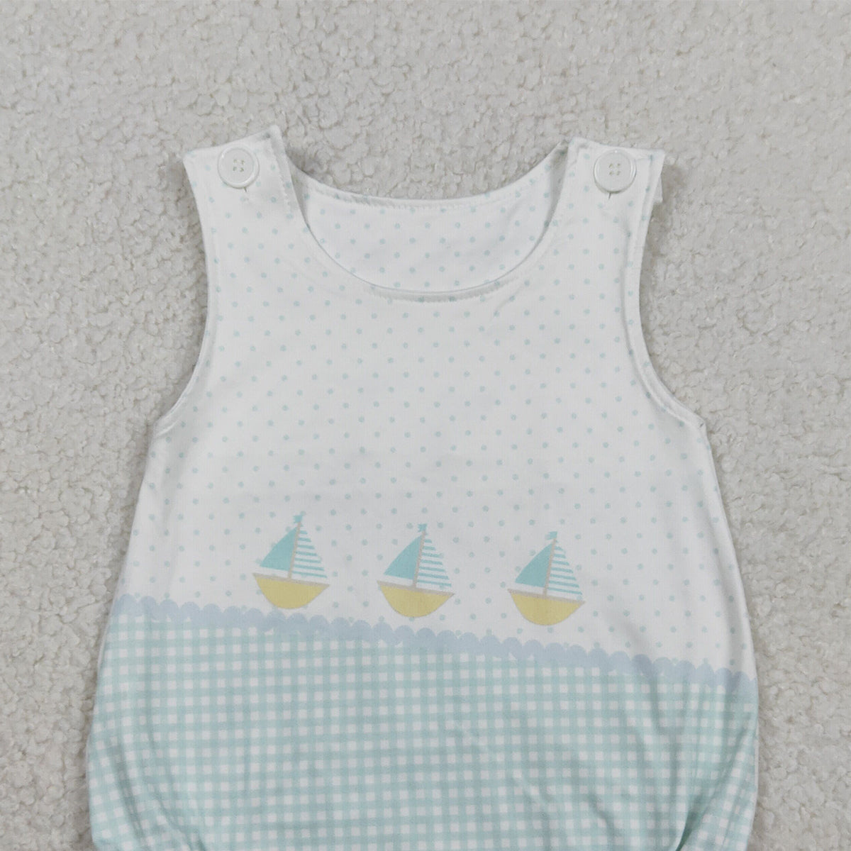 1.31 RTS NO MOQ （In stock）SR3754 Baby Boys Sleeveless Boats Polka Dots Rompers
