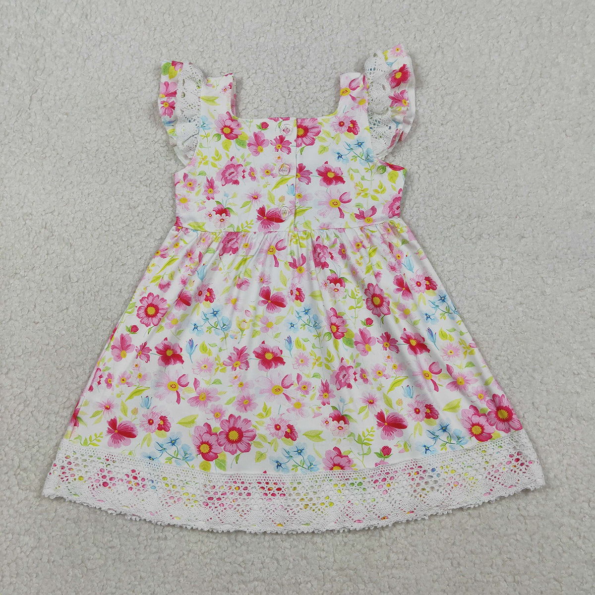 3.31 RTS NO MOQ （In stock）GSD3313 Floral flutter sleeves cross embroidery girls Easter dresses