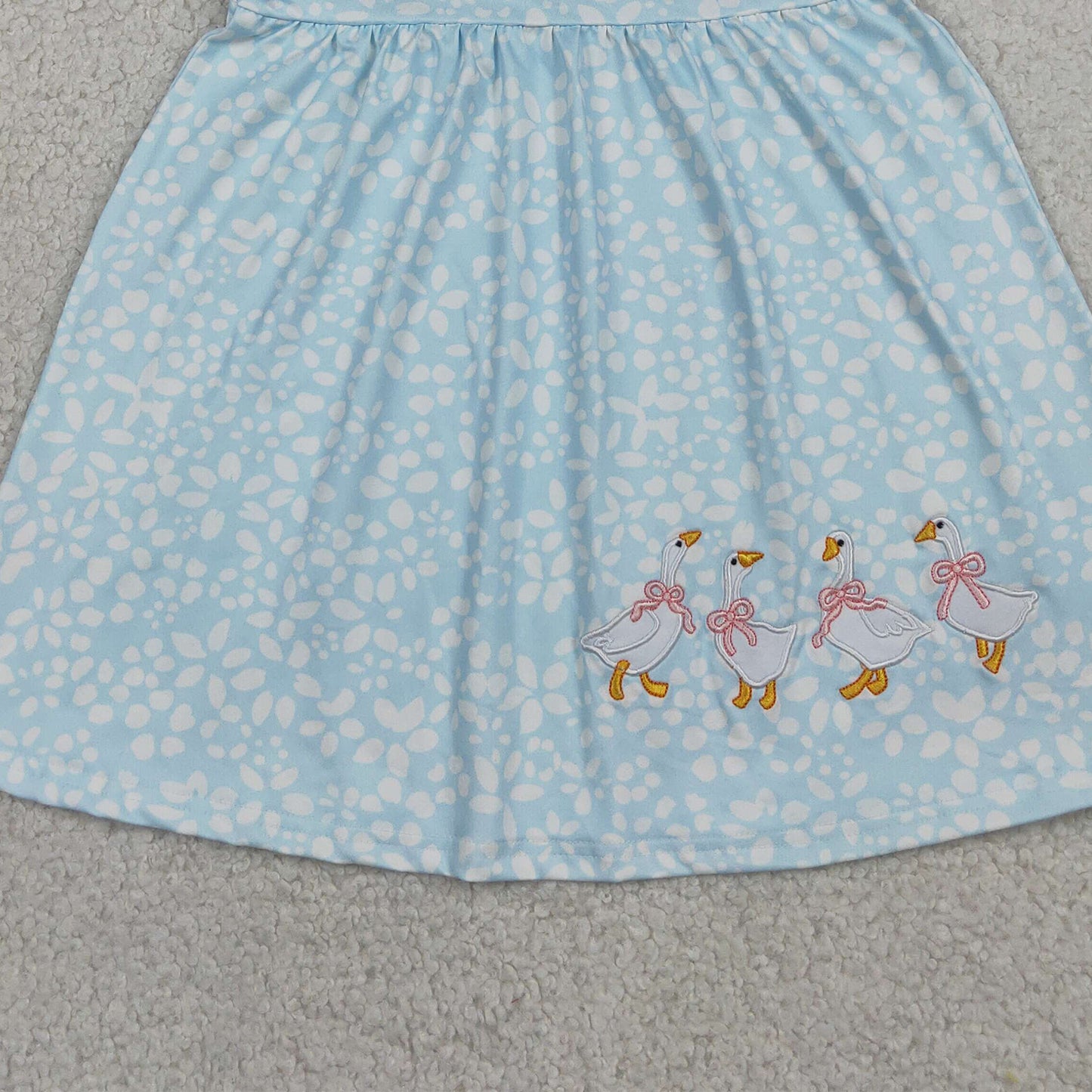 GSD2970 RTS NO MOQ （In stock）Sleeveless silly goose bow embroidery girls dresses