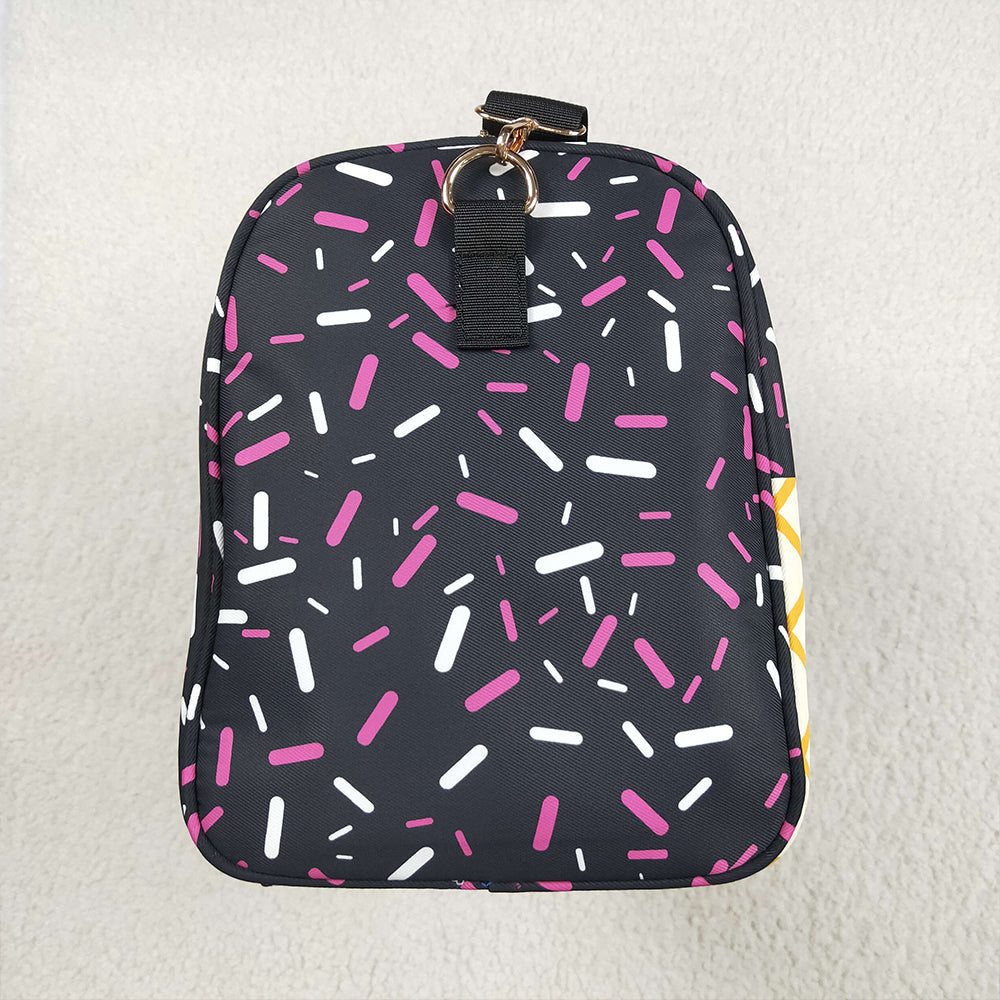 7.10  BA0303 RTS NO MOQ Baby Bags Black Ice Cream Drip Zipper Gym Bags