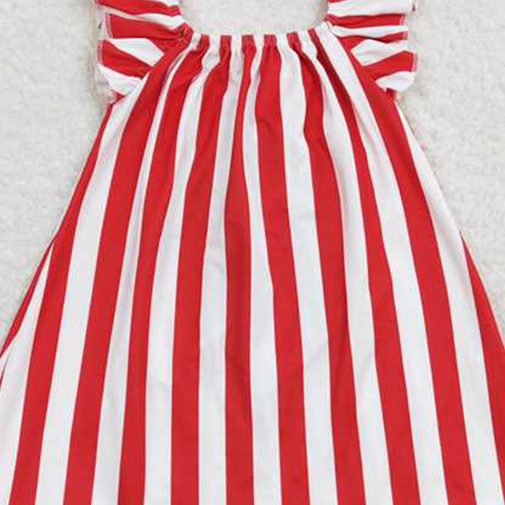 GSD0675 RTS NO MOQ Short sleeves stripe stars bow girls 4th of july dress