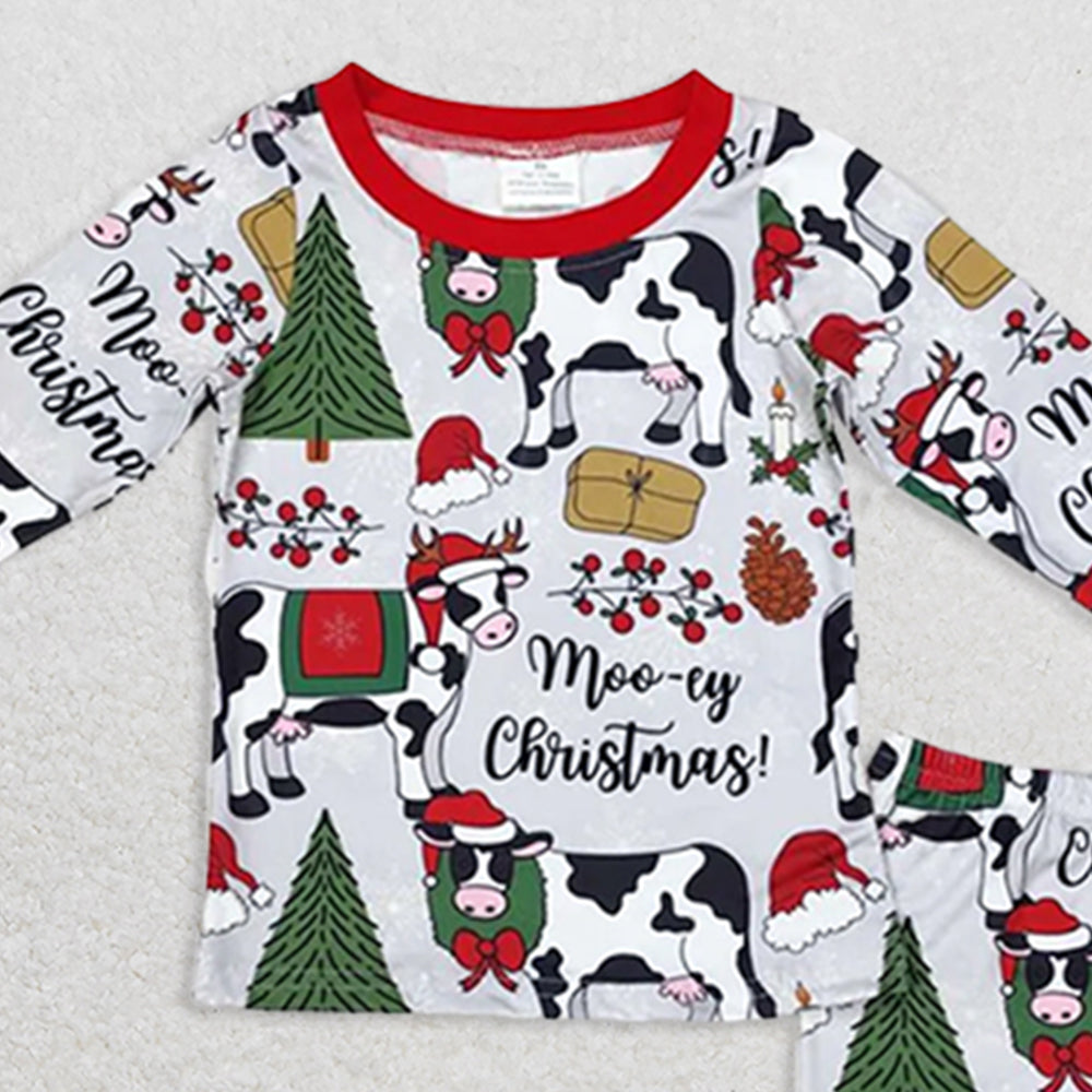 BLP0513RTS NO MOQ  Baby Boys Winter Outfits Cows merry Christmas baby kids pajamas