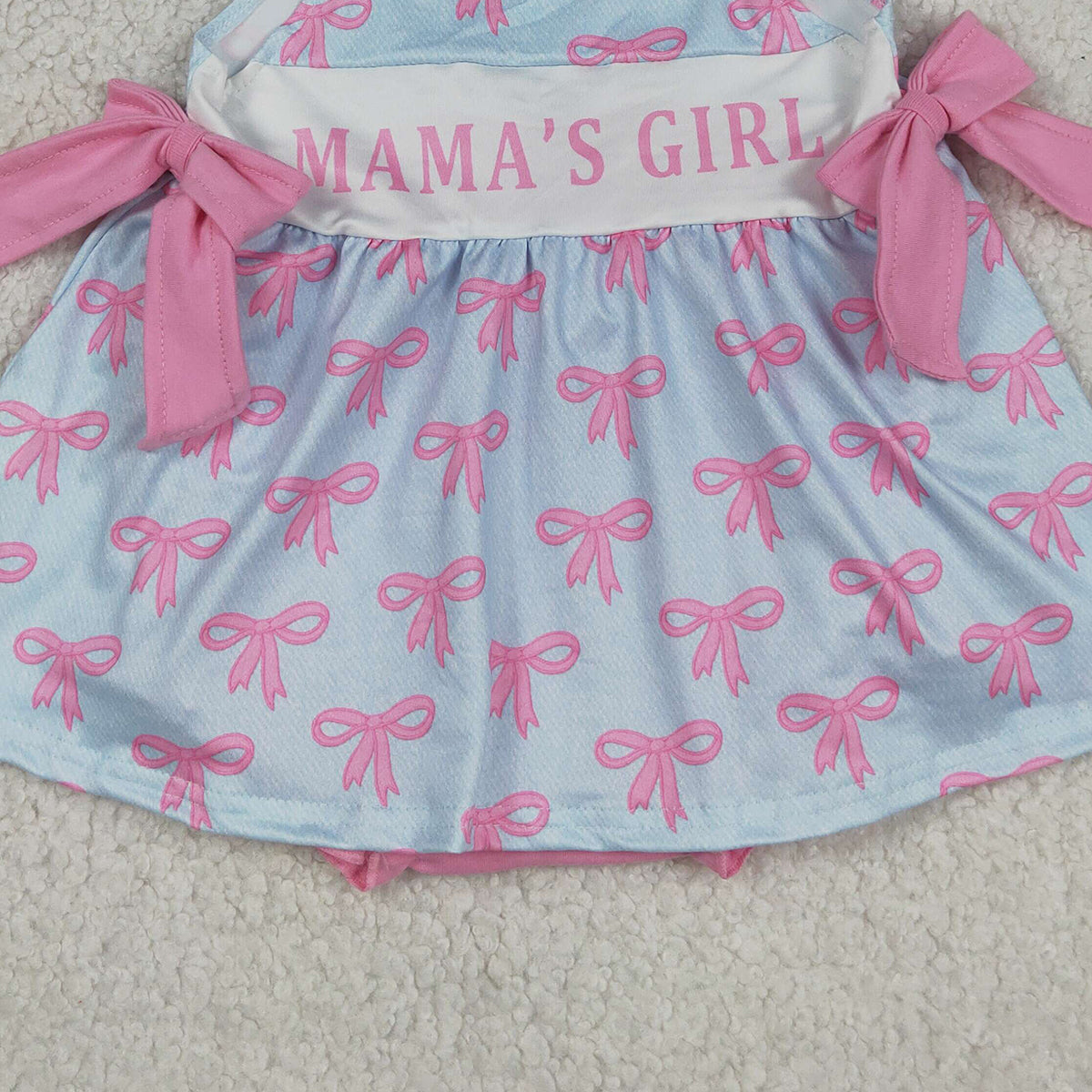 SR3426 RTS NO MOQ （In stock）Straps mama's girl bow baby girls summer romper