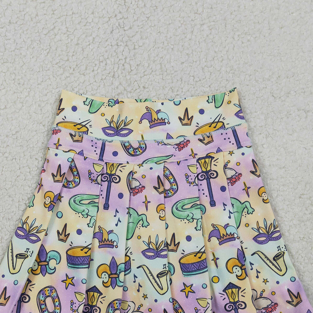 1.23 RTS NO MOQ （In stock）GLK0163 Baby Girls Mardigras Anchors Crocodiles Yoga Active Skirt Shorts Bottom