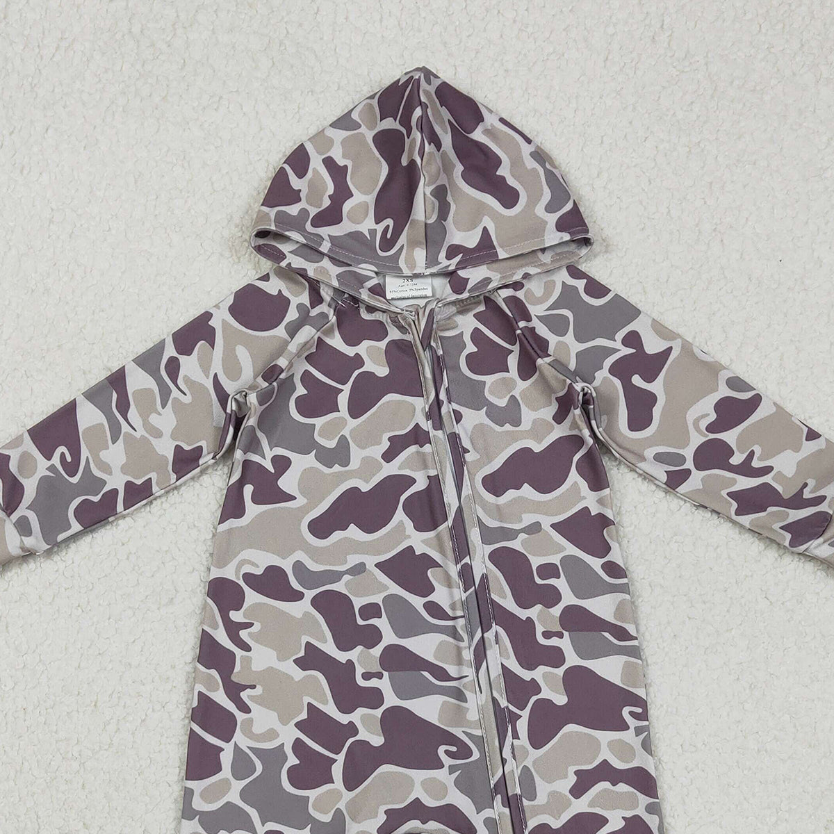 11.12 RTS NO MOQ （In stock）LR2811 Baby Boys Southern Grey Camo Hoodie Two Way Converbitle Rompers