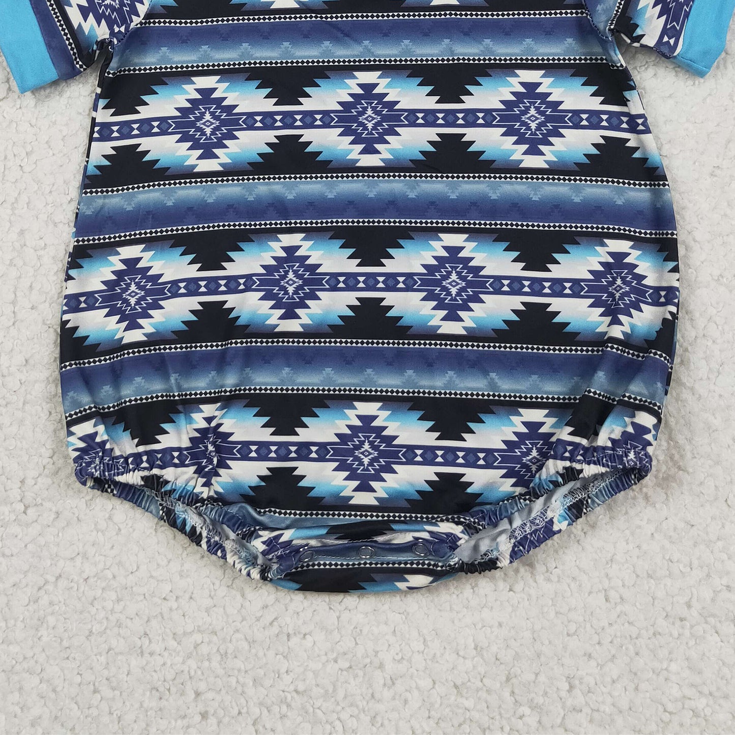 SR3709 RTS NO MOQ （In stock）Short sleeves blue black aztec baby boy western romper