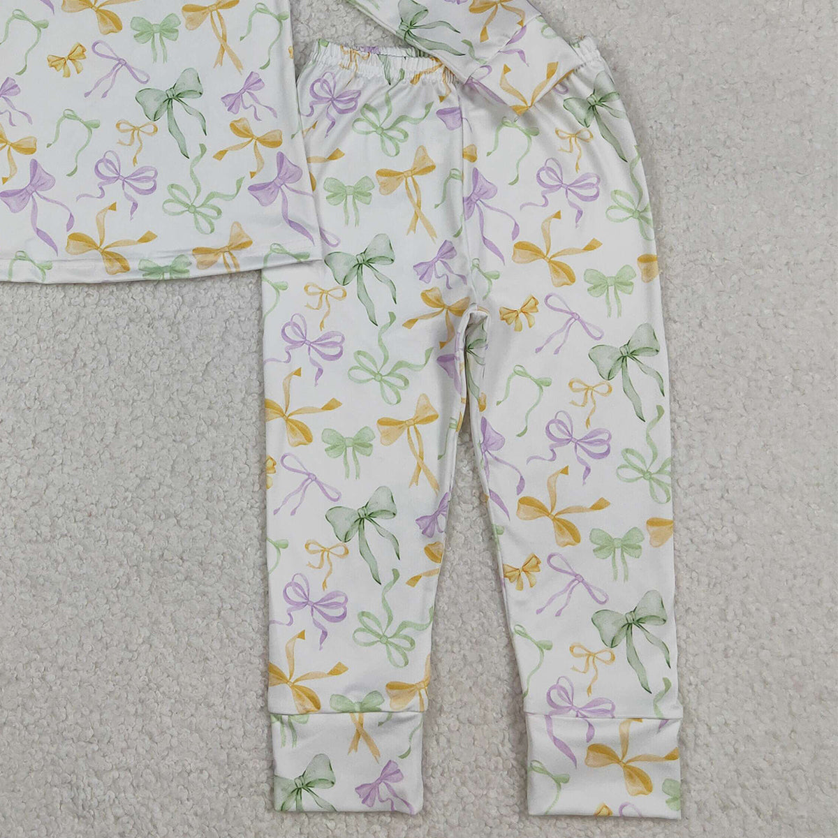 12.12 RTS NO MOQ （In stock）GLP2921 Baby Girls Mardigras Bows Plaid Top Pants Pajamas Sets