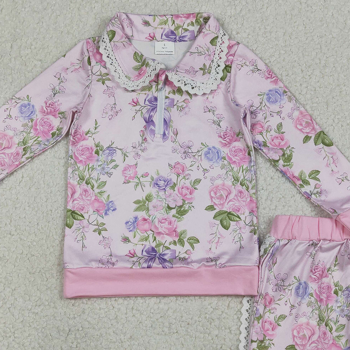 1.22 RTS NO MOQ （In stock）GLD1572 Baby Girls Flowers Zipper Collar Top Ruffle Skirt Shorts Clothes Sets
