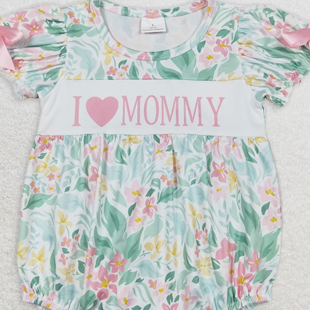 SR1471 RTS NO MOQBaby Girls Summer Rompers  Baby Infant Girls I Love Mommy Flowers Summer Rompers