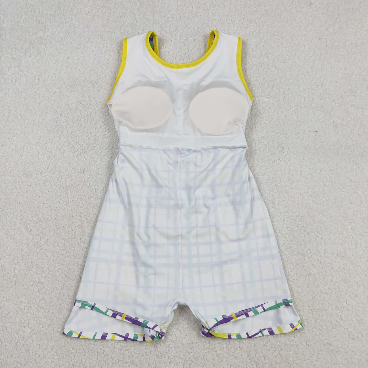 12.11 RTS NO MOQ （In stock）GSD2945 Baby Girls Mardigras Checked Yoga Active Shorts Knee Length Dresses