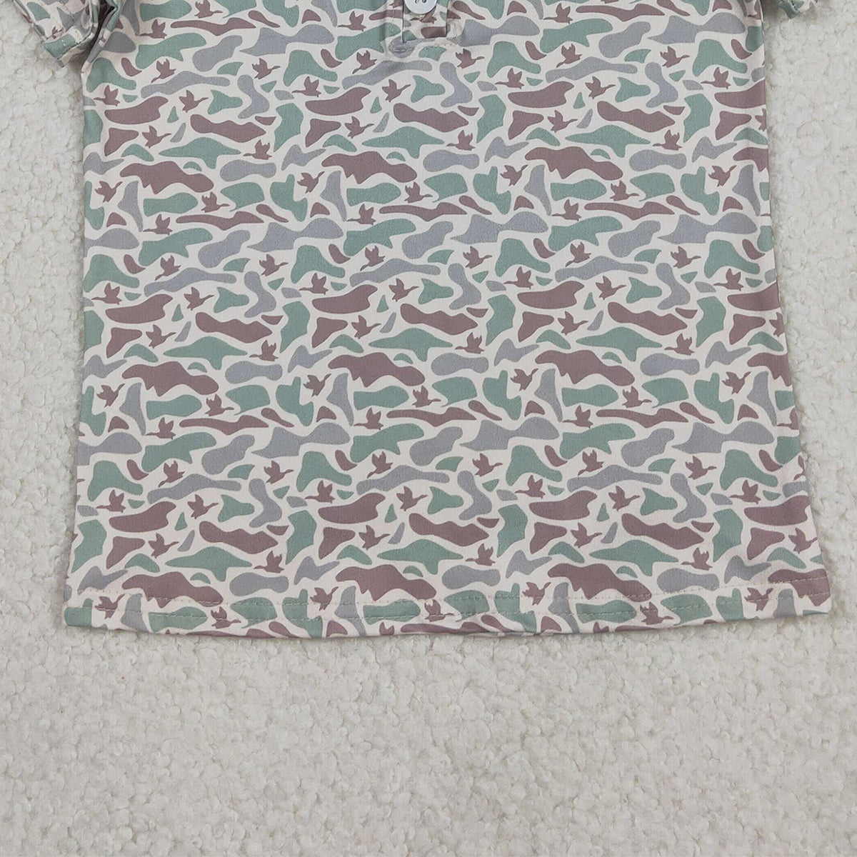11.28 RTS NO MOQ （In stock）BT1354 Baby Boys Short Sleeves Ducks Camo Hunting Button Polo Shirts Top