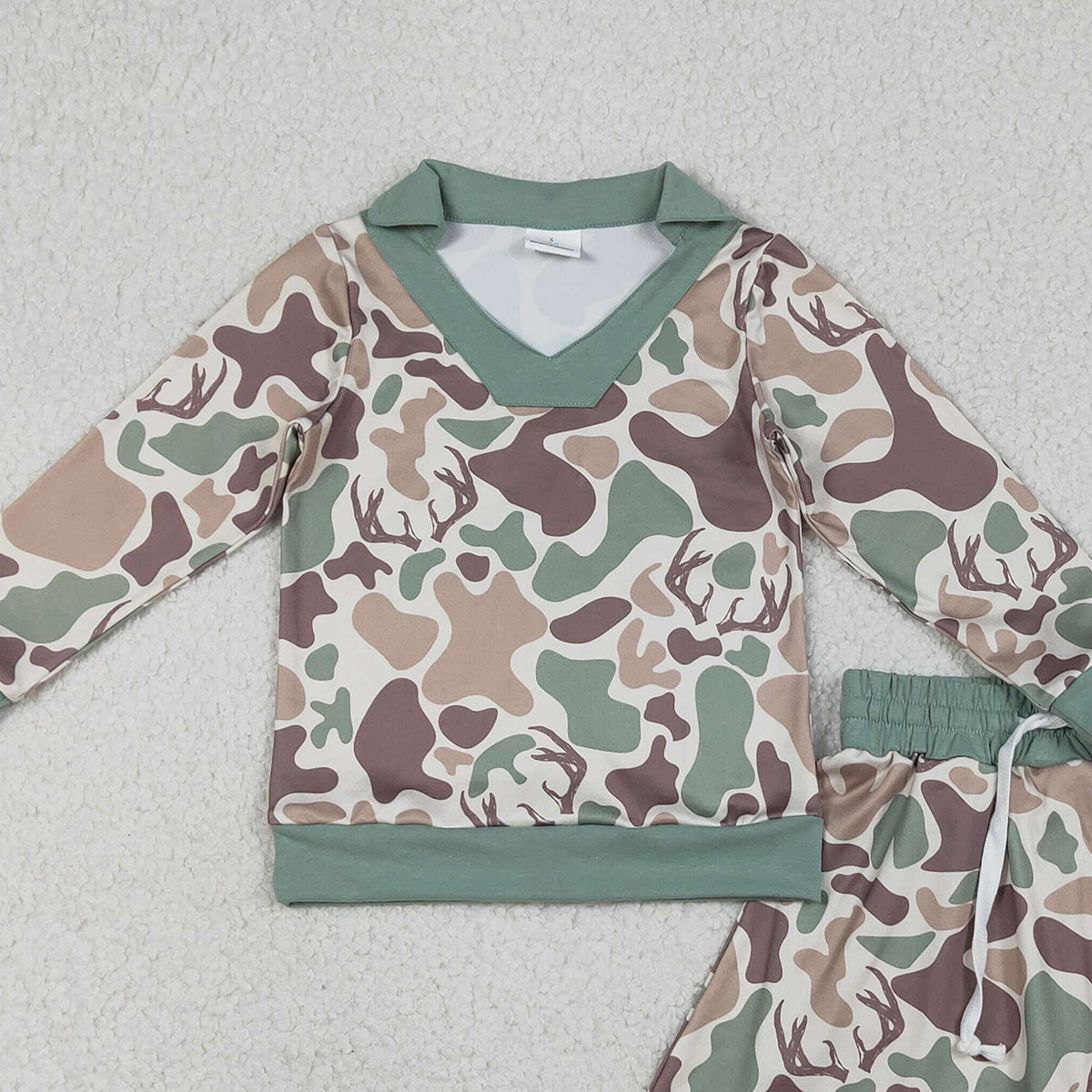 12.19 RTS NO MOQ （In stock）GLD1477 Baby Girls Southern Hunting Deer Camo Long Sleeve Top Skirts Shorts Clothes Sets