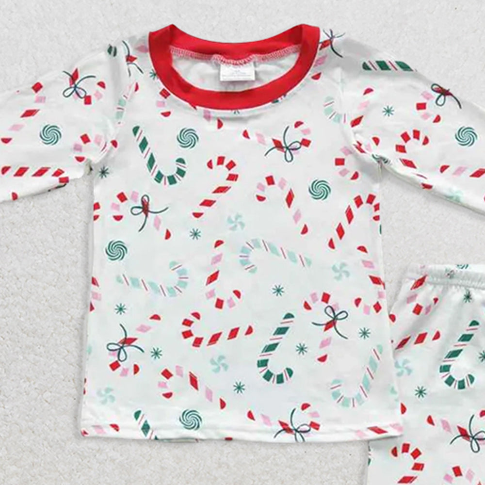 BLP0253 RTS NO MOQ Baby Boys Winter Outfits Baby Boys Christmas Candy Cane Pajamas Clothes Sets