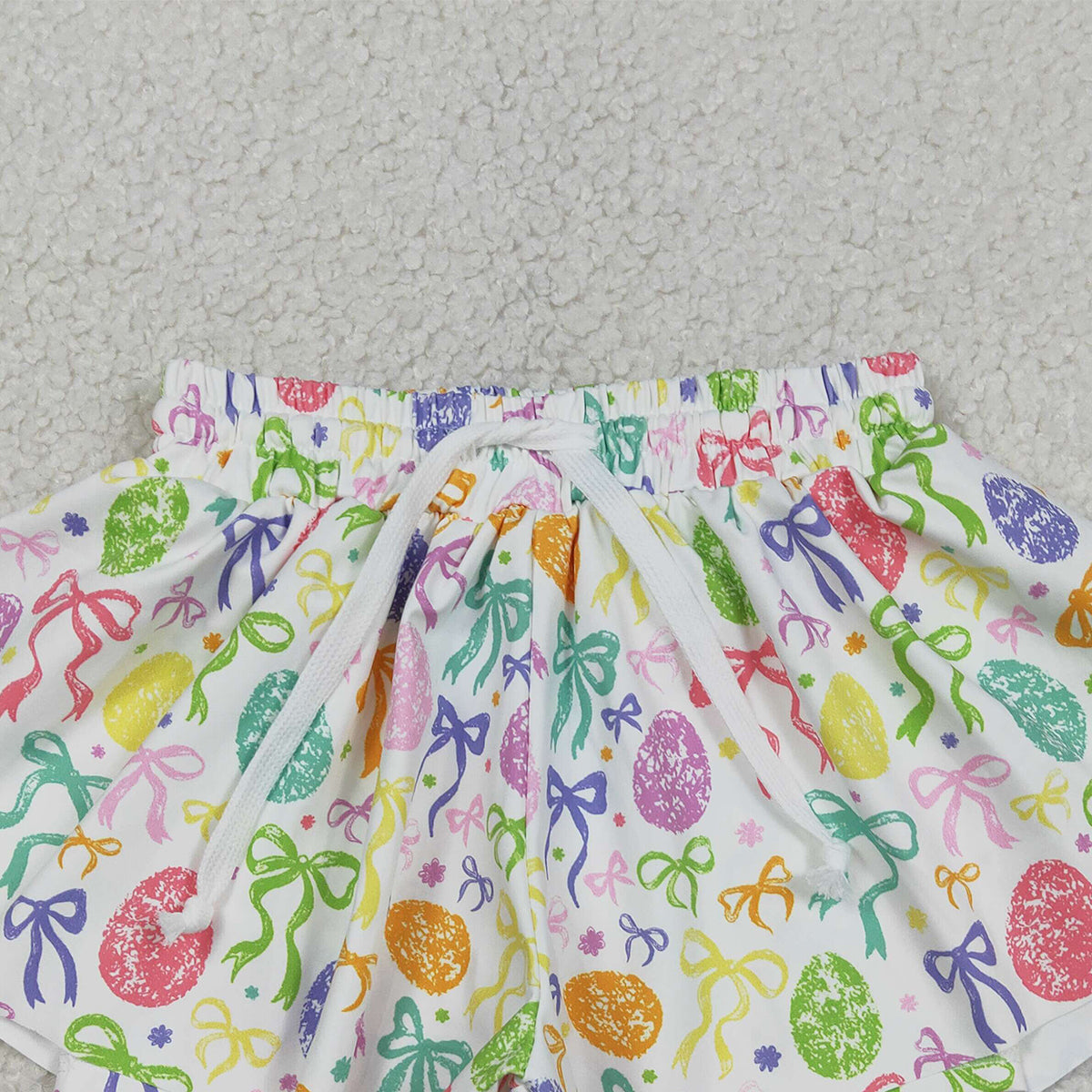 3.5 RTS NO MOQ （In stock）SS0822  Baby Girls Cute Colorful Bows Eggs Easter Yoga Active Ruffle Shorts Bottom