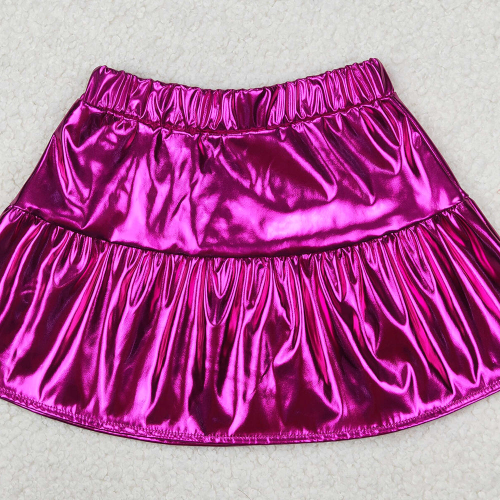 4.14 GLK0039 RTS NO MOQ Purple color patchwork kids girls summer skirt