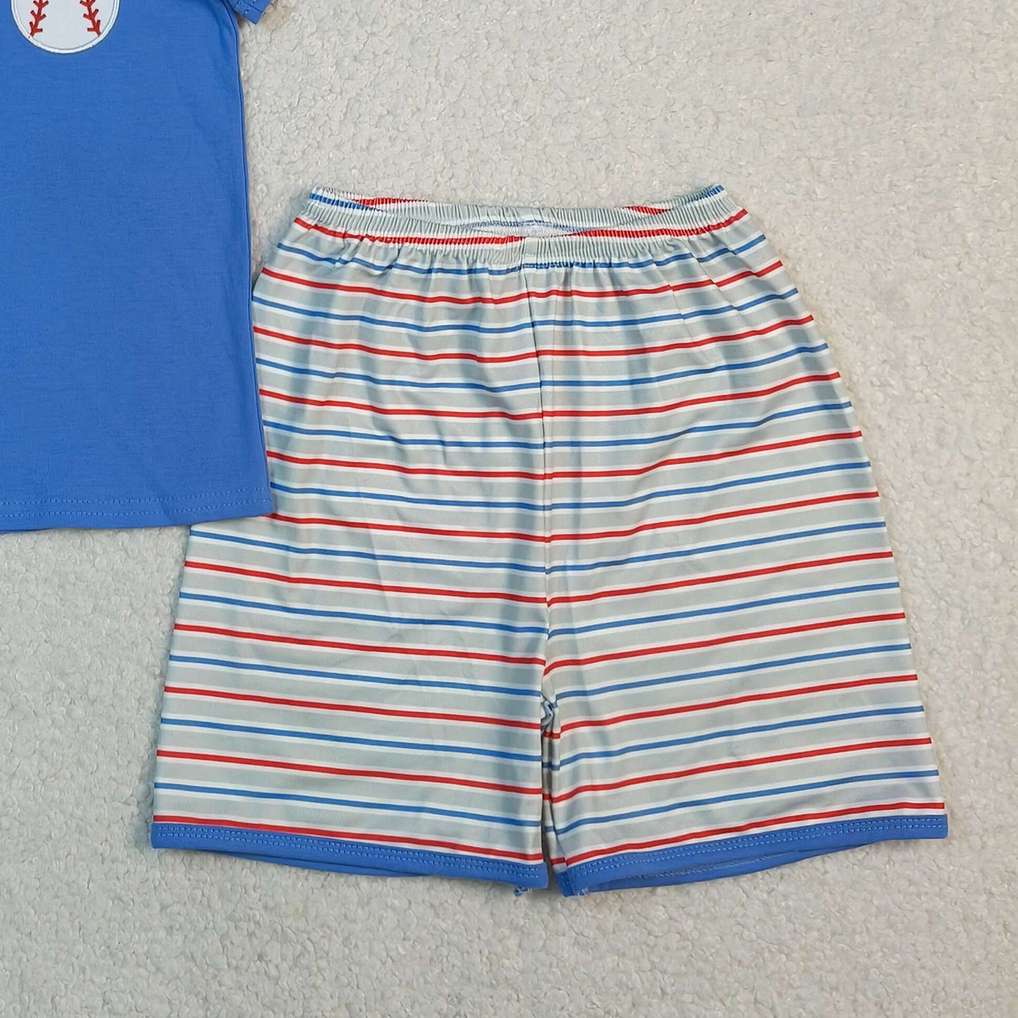 BSSO1877 RTS NO MOQ （In stock ）Short sleeves baseball embroidery polo top shorts boys outfits