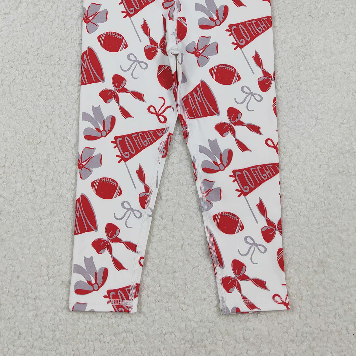 10.27 RTS NO MOQ （In stock）P0846 Baby Girls Red Bows Footballs Go Team Yoga Active Legging Pants Bottom