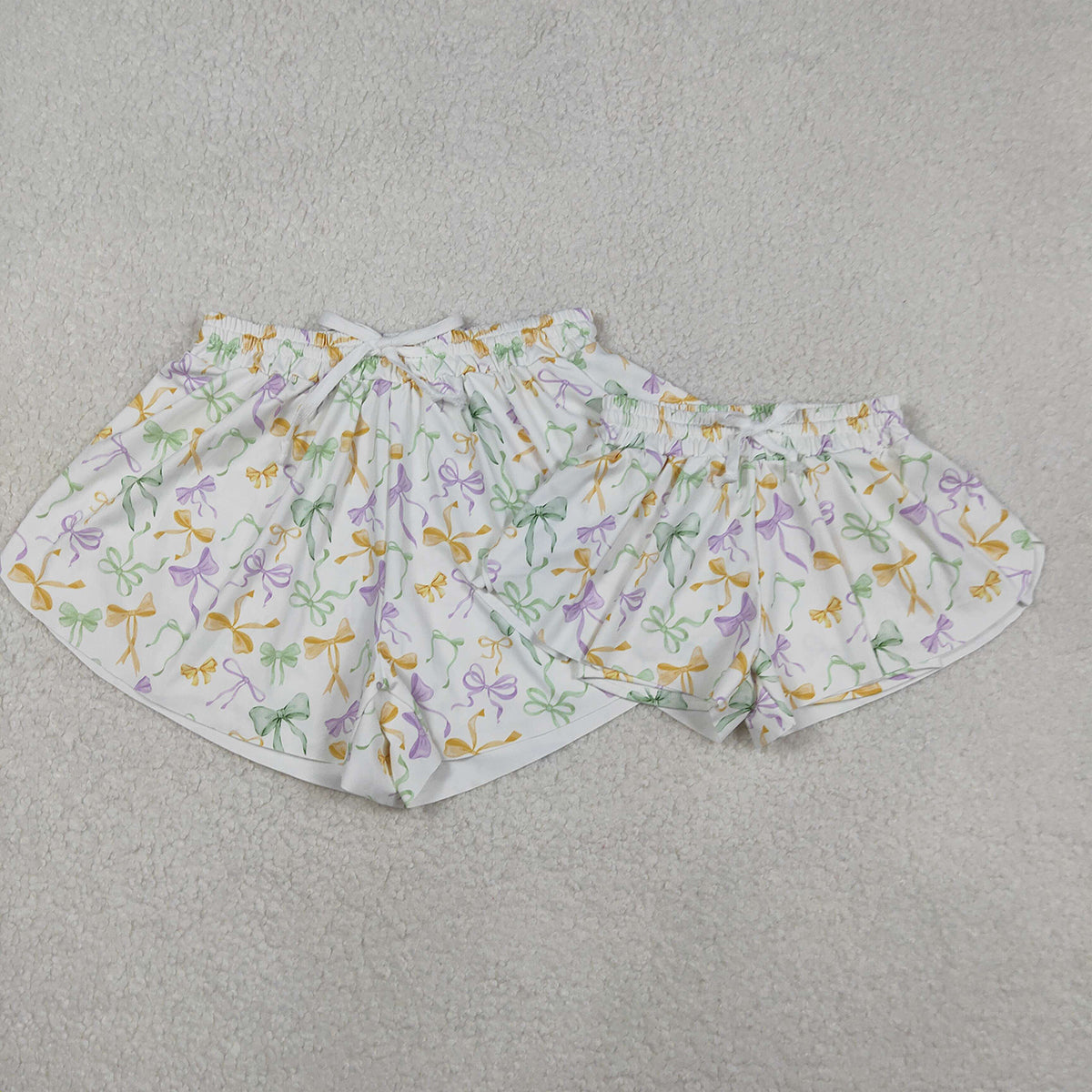 11.8 RTS NO MOQ （In stock）SS0682 Baby Girls Mardigras Bows Yoga Active Shorts Bottoms