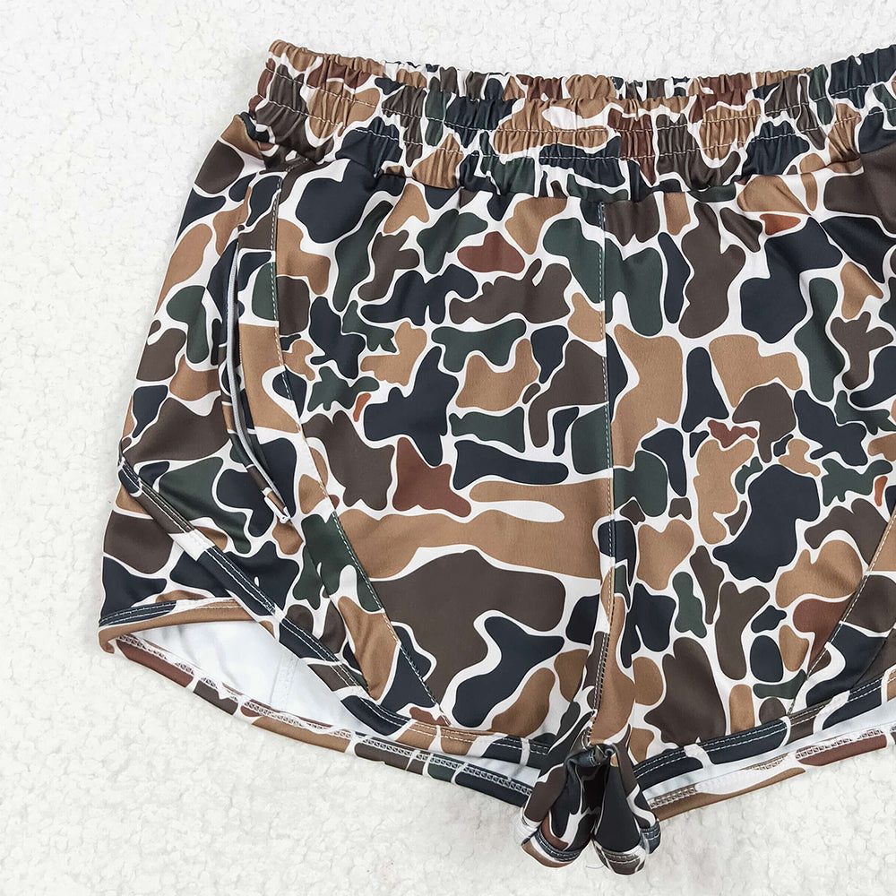 5.01 SS0469 RTS NO MOQ Adult Women's Summer Shorts Dark brown camo adult women summer shorts