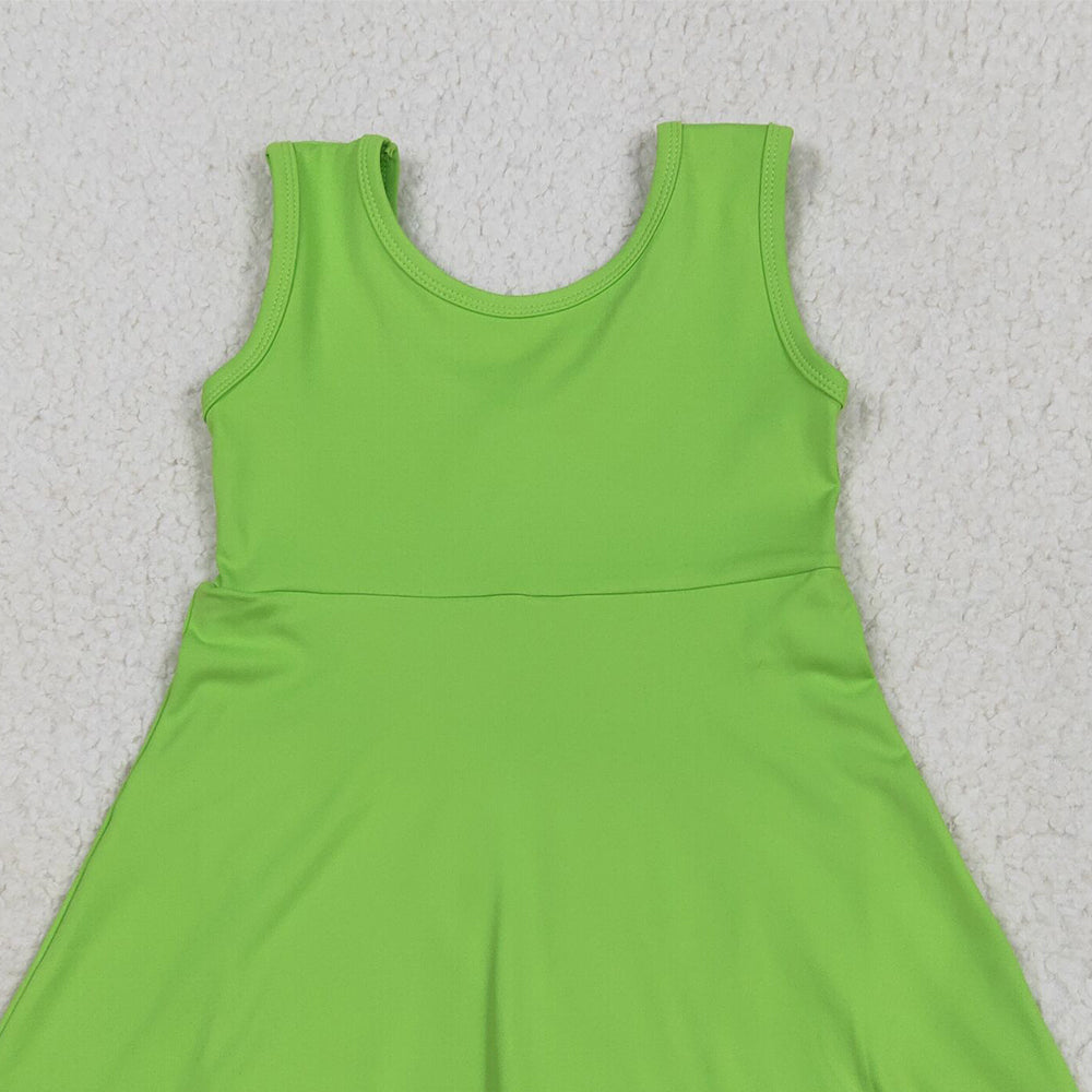 GSD2351RTS NO MOQ Baby Girls Summer Yoga Dress Baby Girls Active Waer Green Yoga Dress
