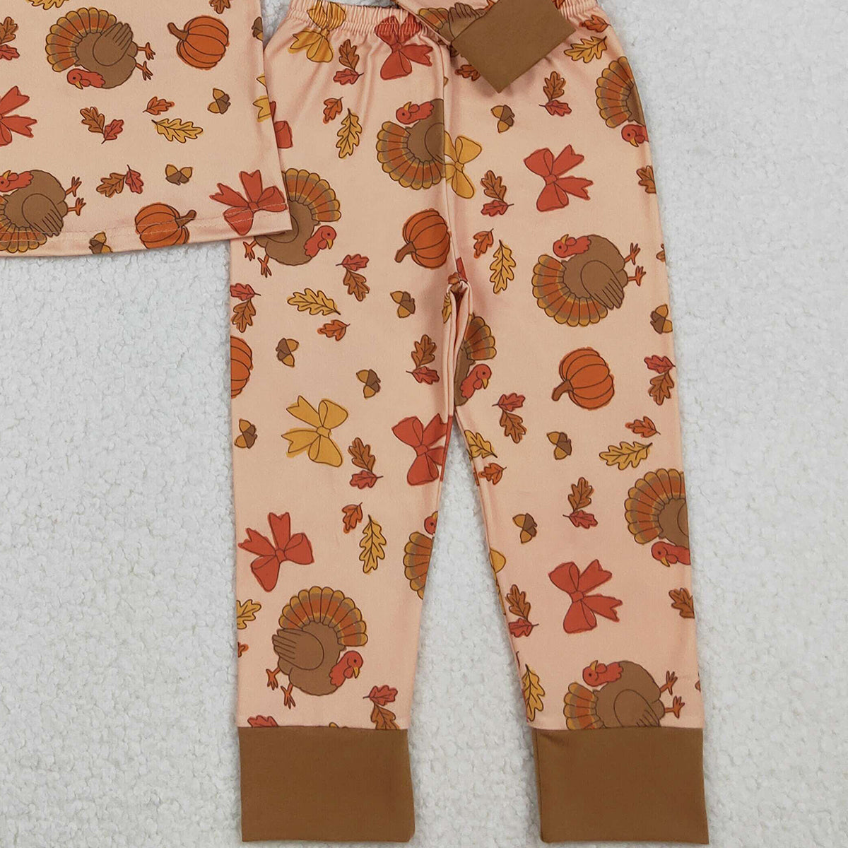 10.11 RTS NO MOQ （In stock）GLP2883 Baby Girls Turkey Pumpkins Top Pant Thanksgiving Pajamas Sets