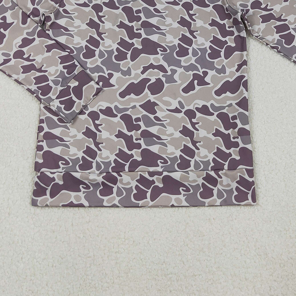 9.30  RTS NO MOQ （In stock）GT1124 Adult Women Dark Gray Camo Southern Long Sleeve Tee Shirts Top
