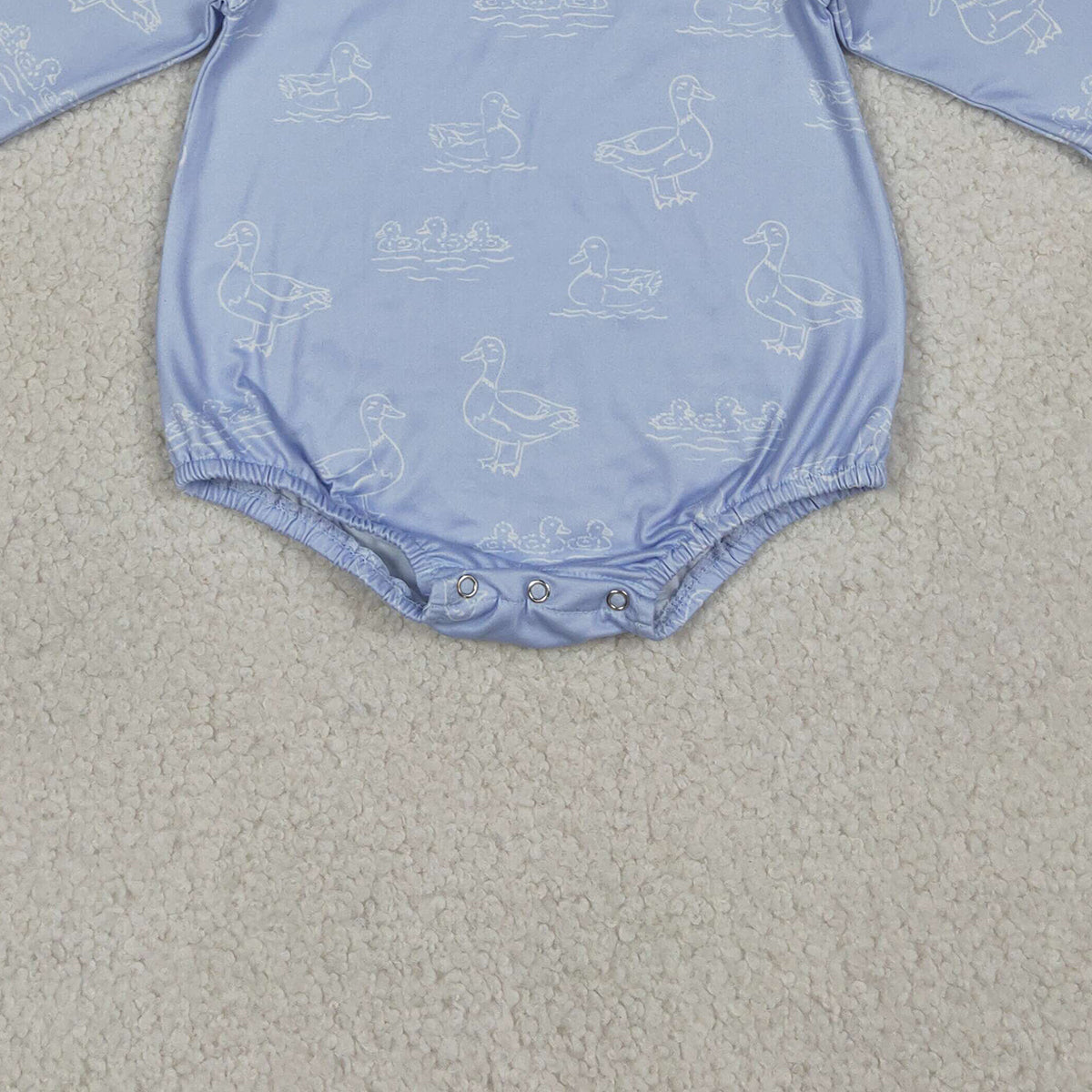 4.2 LR2969 RTS NO MOQ （In stock) Long sleeves light blue duck baby boys romper