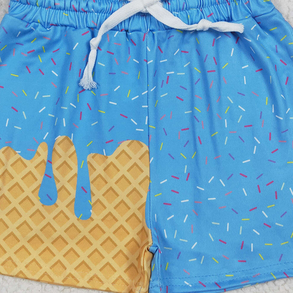 USA Shop (in stock)SS0619 Baby Girls Summer Shorts Baby Girls Blue Ice Cream Drip Summer Shorts Bottoms
