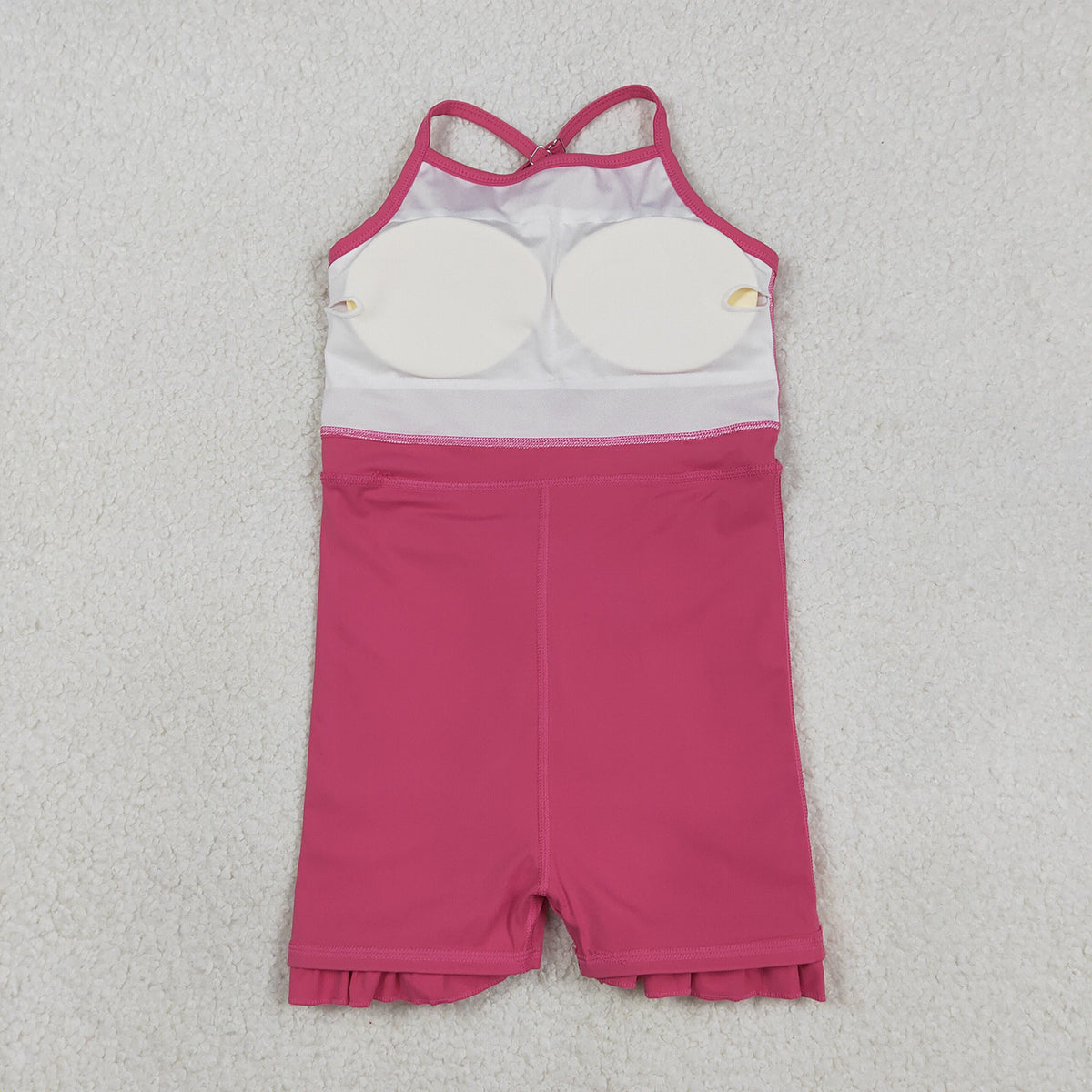 3.11 RTS NO MOQ （In stock）S0727 Kids Fashion Clothes Baby Girls Hot Pink Strap Yoga Active Shorts Ruffle Knee Length Dresses