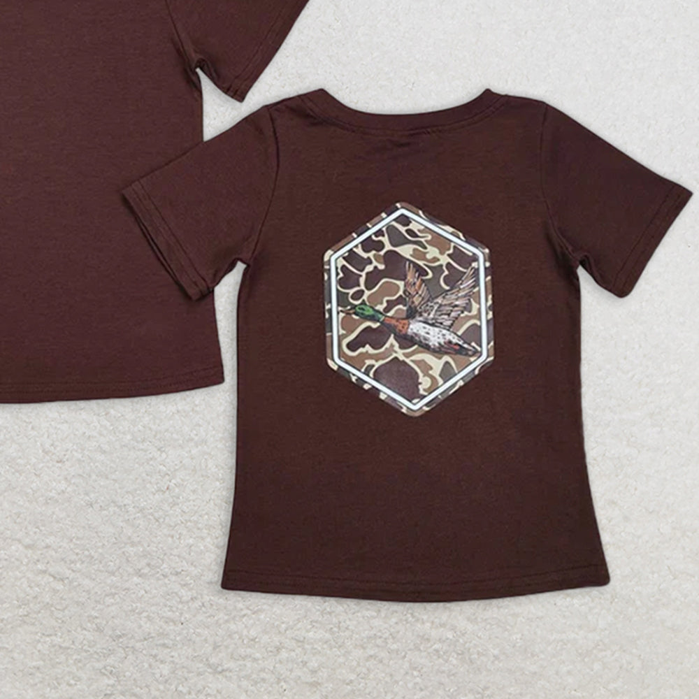 BT1090 RTS NO MOQ Baby Boys Summer Tops Baby Boys Brwon Camo Duck Short Sleeve Tee Shirts Tops Preorder