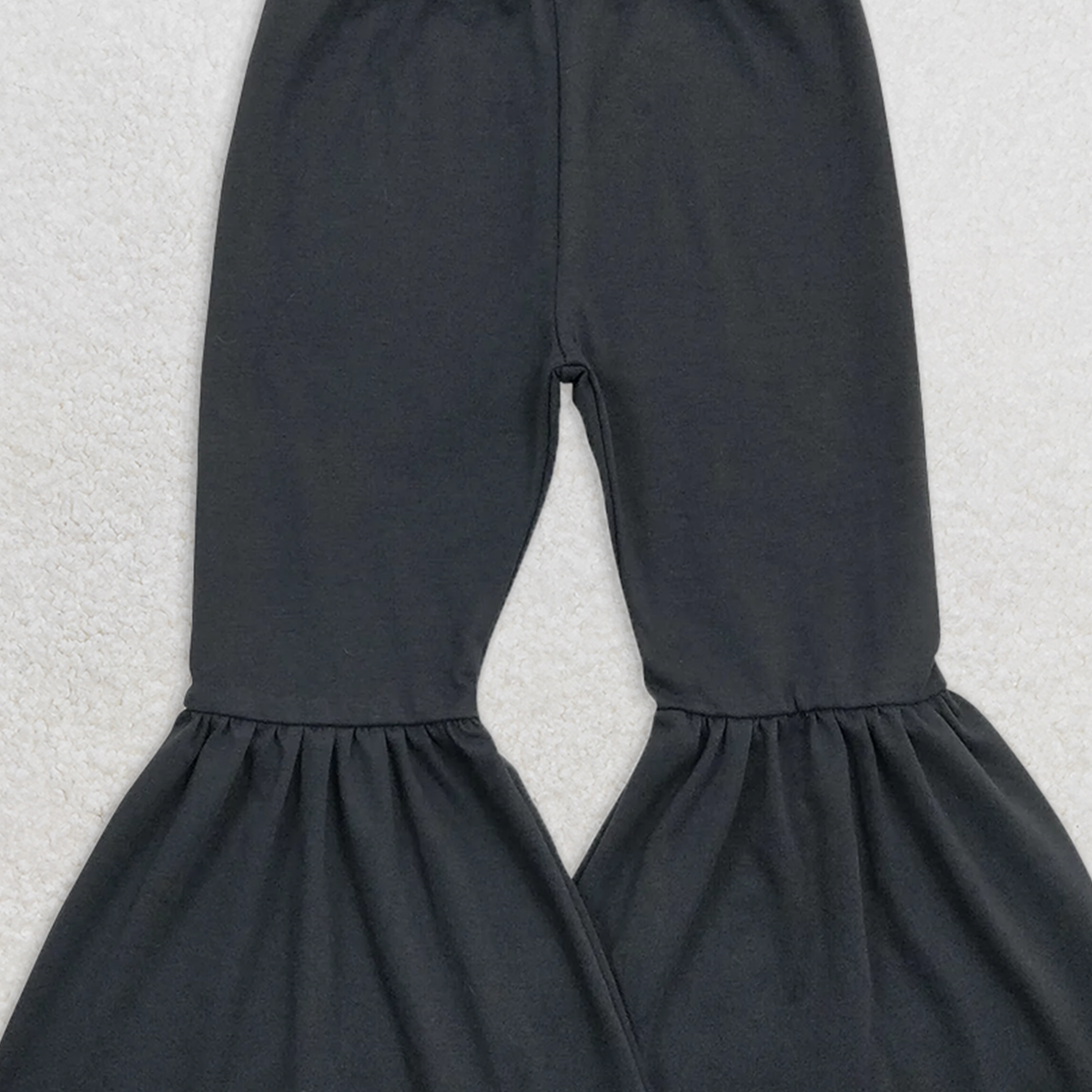 P0422  RTS NO MOQ Baby Girls Pants Baby Girls Black Solid Color Bell Bottom Flare Pants