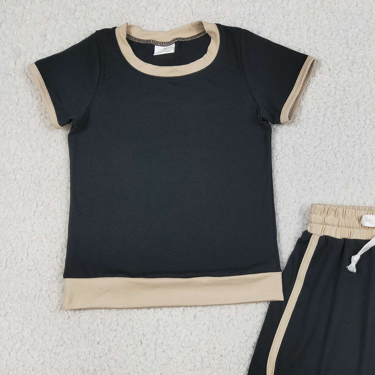 4.14 GSD3923 RTS NO MOQ （In stock ）Black cotton top skirt kids girls summer outfits