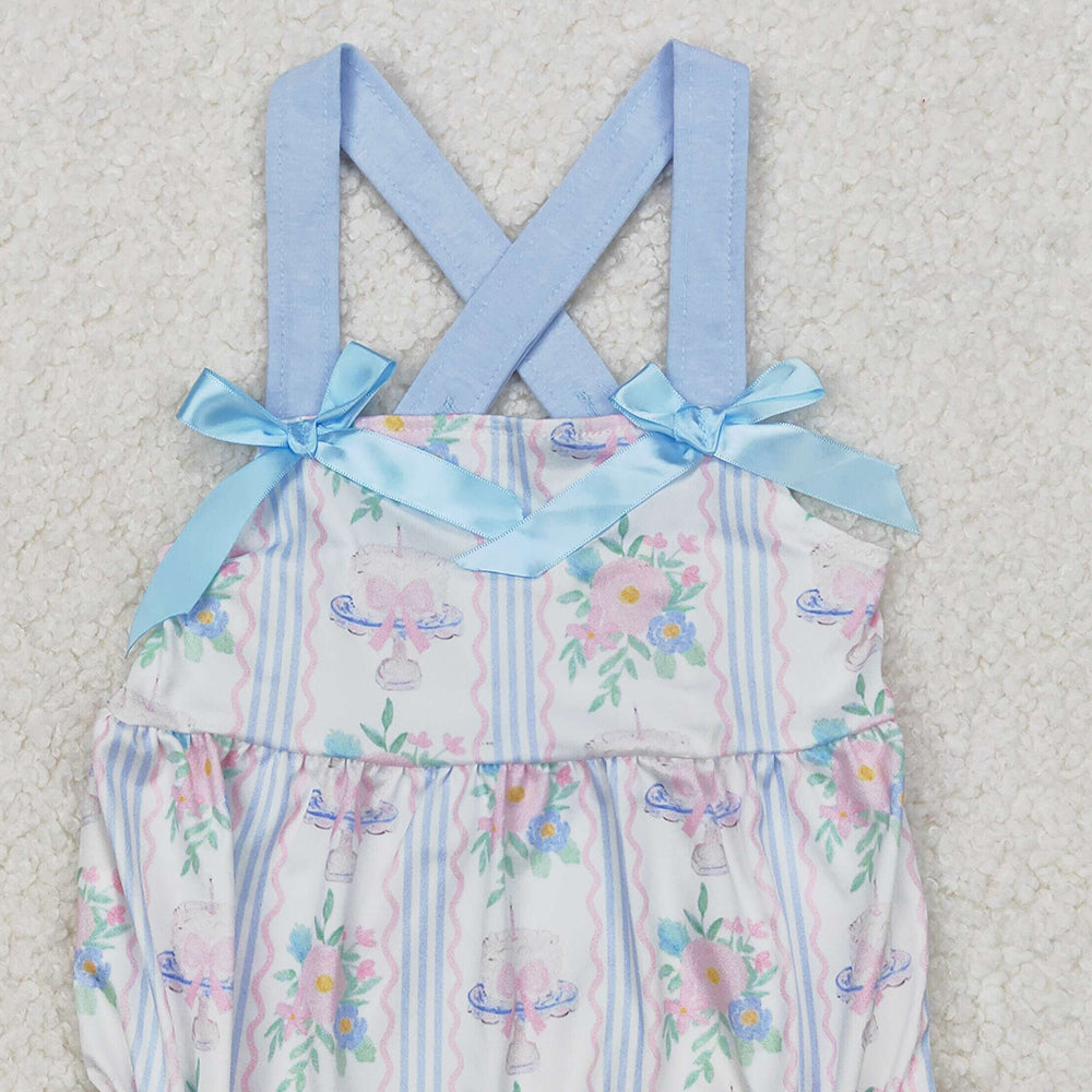 6.04  SR2698 New Rts No Moq 8-9 Days By Air Arrived it Baby Infant Girls Flowers Cakes Straps Bows Rompers