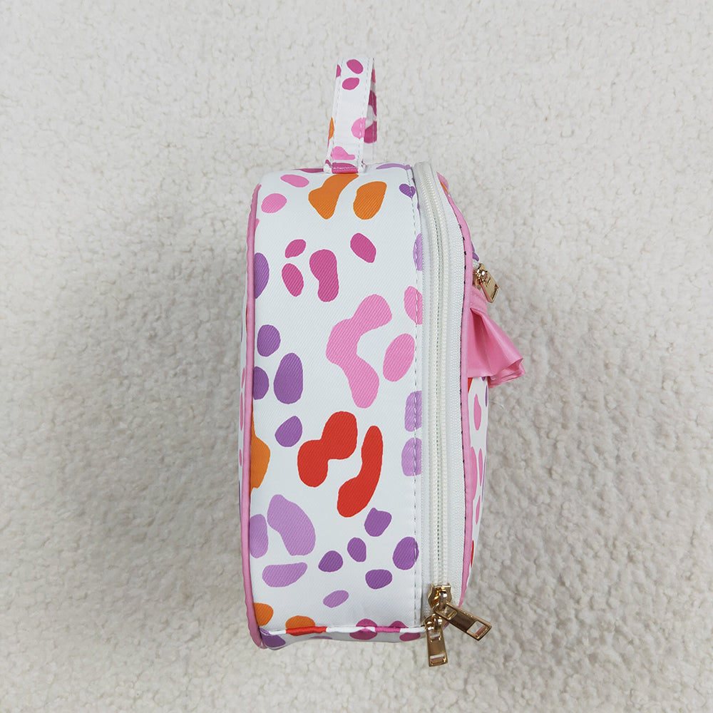 RTS NO MOQ （In stock）BA0309 Baby Bags Baby Girls Pink Leopard Ruffle School Bags Lunch Boxes