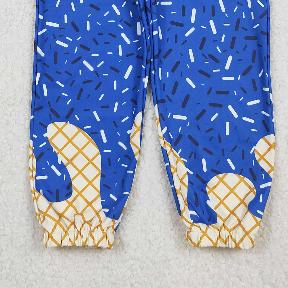 RTS NO MOQ （In stock）P0818 Baby Girls Pants Hot Blue Sprinkles Drip Team Pockets Yoga Active Pants