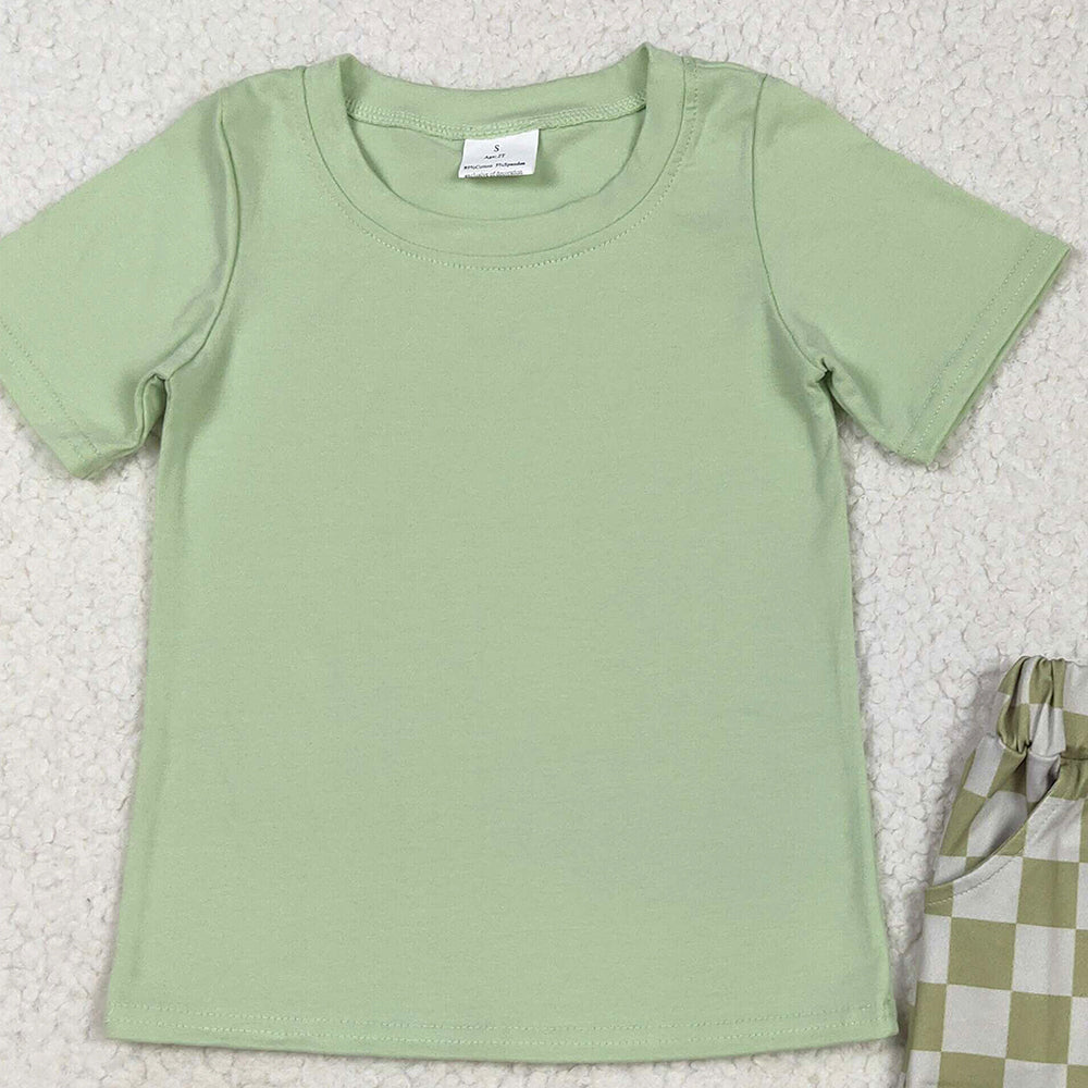 8.25  BSSO1470RTS NO MOQ Baby Boys Summer Boys Outfits baby boy clothes green short sleeve shorts set