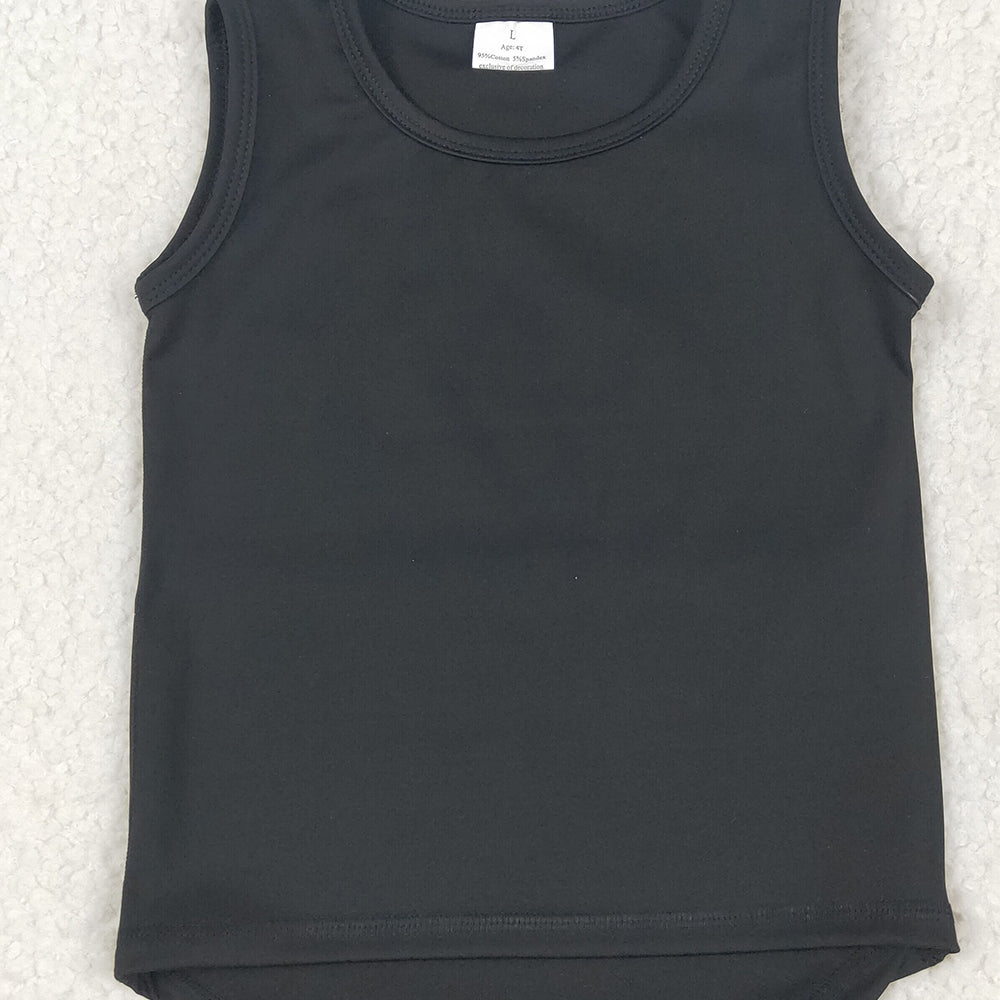 6.25 GT0987RTS NO MOQ Baby Girls Summer Yoga Tops  Baby Girls Black Sleeveless Vests Top