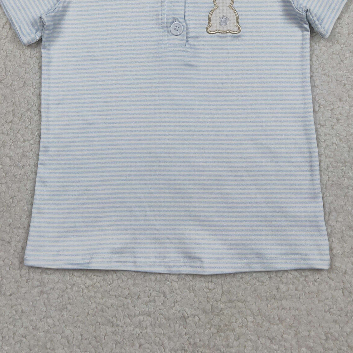 3.30 RTS NO MOQ （In stock）BT1708 Stripe rabbit embroidery kids boys Easter polo shirt