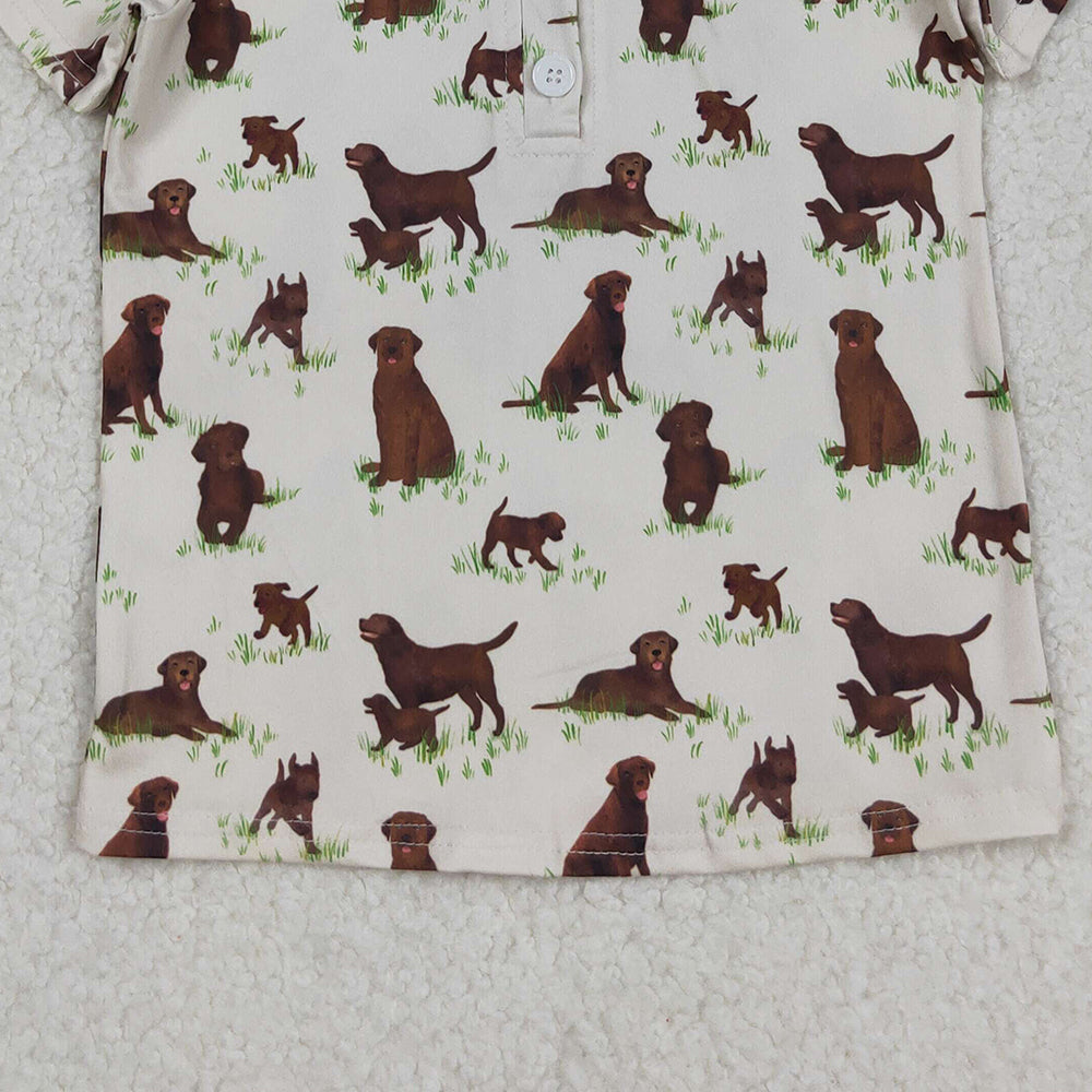 RTS NO MOQ （In stock）BT1299 Baby Boys Summer Tops Dogs Southern Hunting Button Pullovers Tops