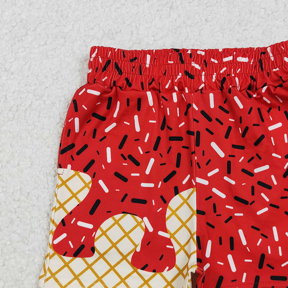 RTS NO MOQ （In stock）SS0637 Baby Boys Summer Shorts Red Drip Sprinkles Team Shorts Bottom