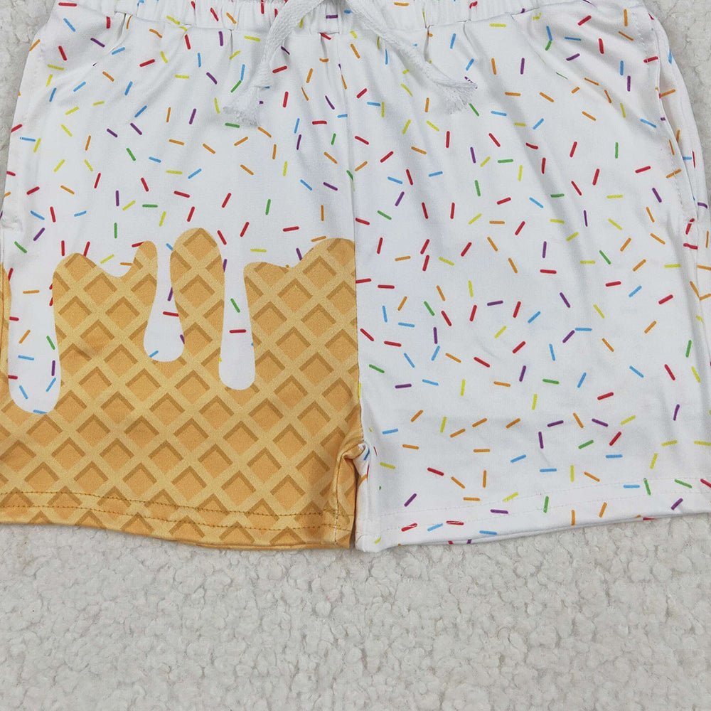 USA Shop (in stock)SS0625 Baby Girls Summer Shorts Baby Girls White Ice Cream Drip Summer Shorts Bottoms