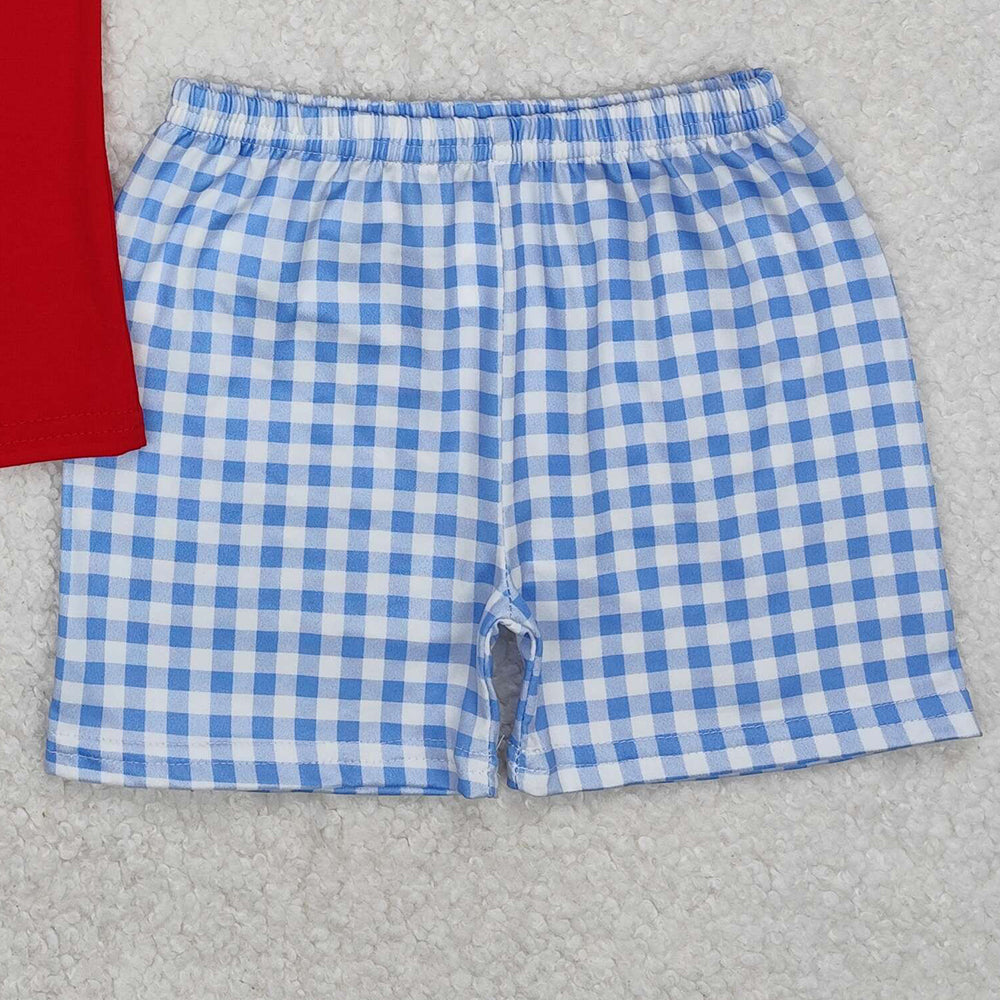 BSSO1152 New Rts No Moq 8-9 Days By Air Arrived it Red short sleeves polo shirt plaid shorts boys clothes
