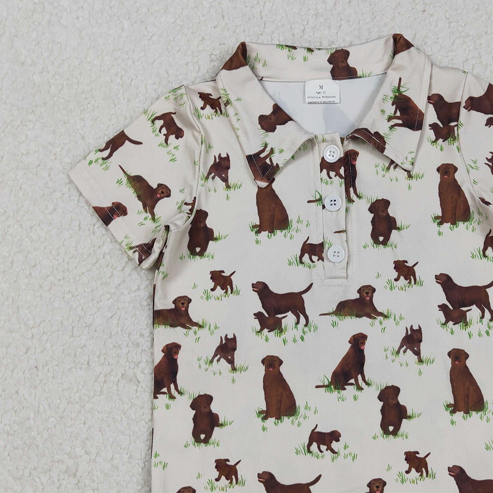 RTS NO MOQ （In stock）BT1299 Baby Boys Summer Tops Dogs Southern Hunting Button Pullovers Tops