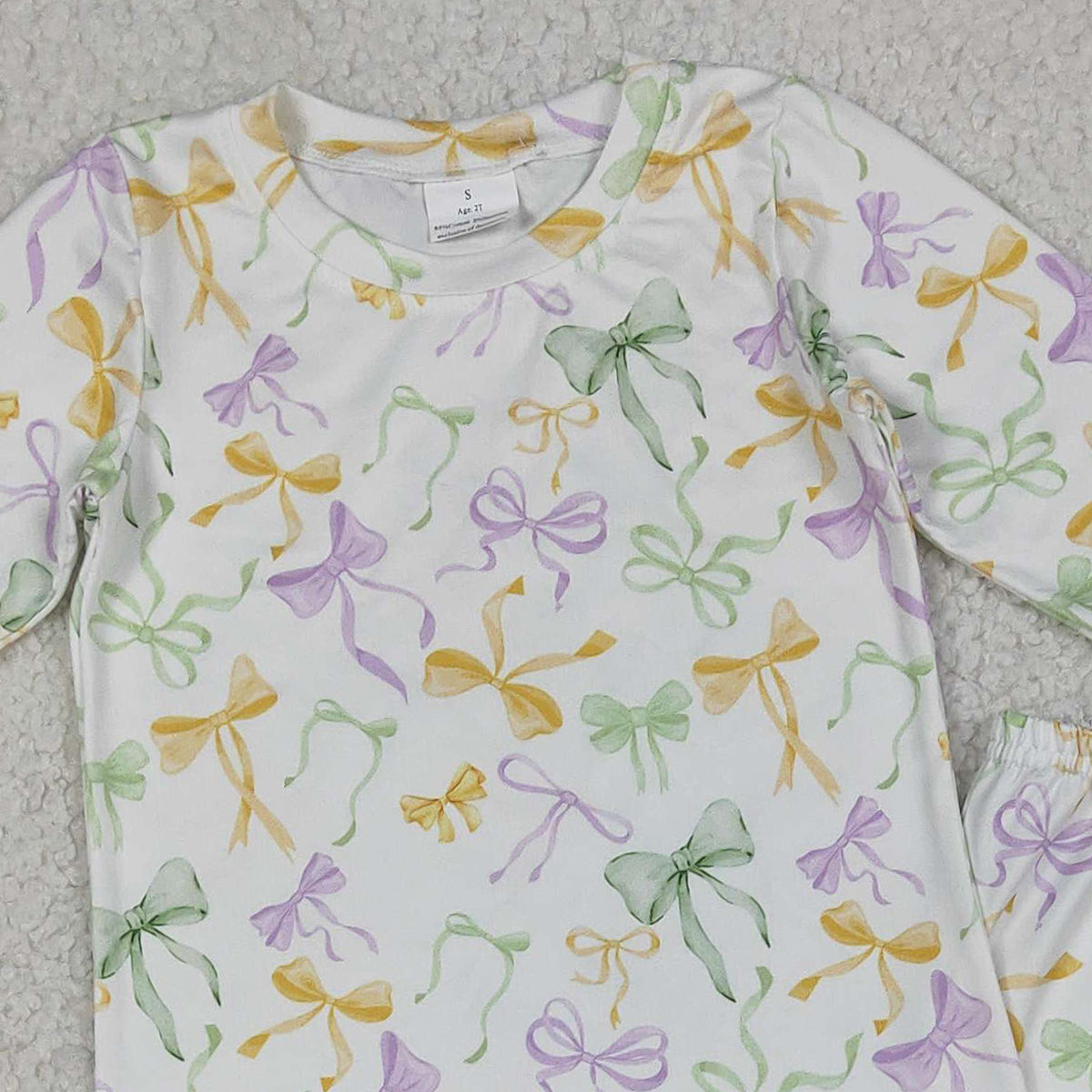 12.12 RTS NO MOQ （In stock）GLP2921 Baby Girls Mardigras Bows Plaid Top Pants Pajamas Sets