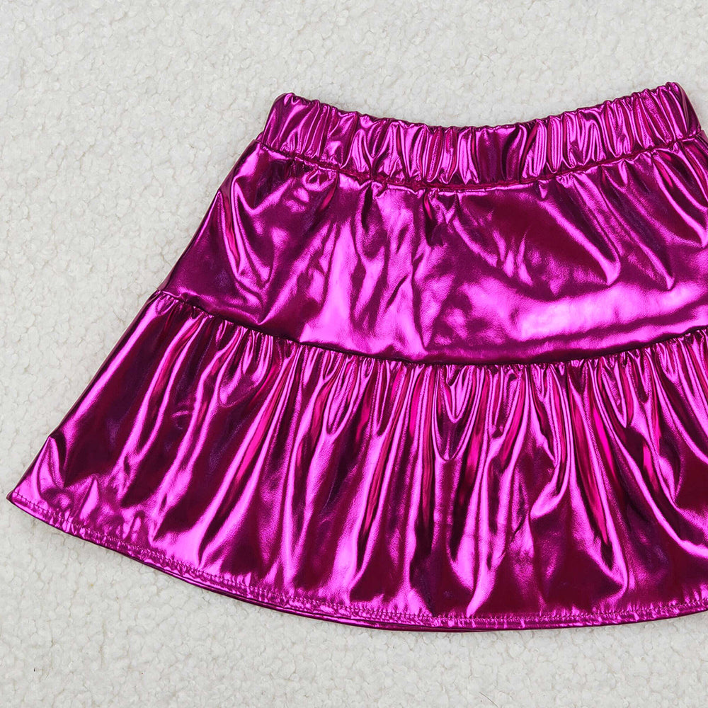 4.14 GLK0039 RTS NO MOQ Purple color patchwork kids girls summer skirt