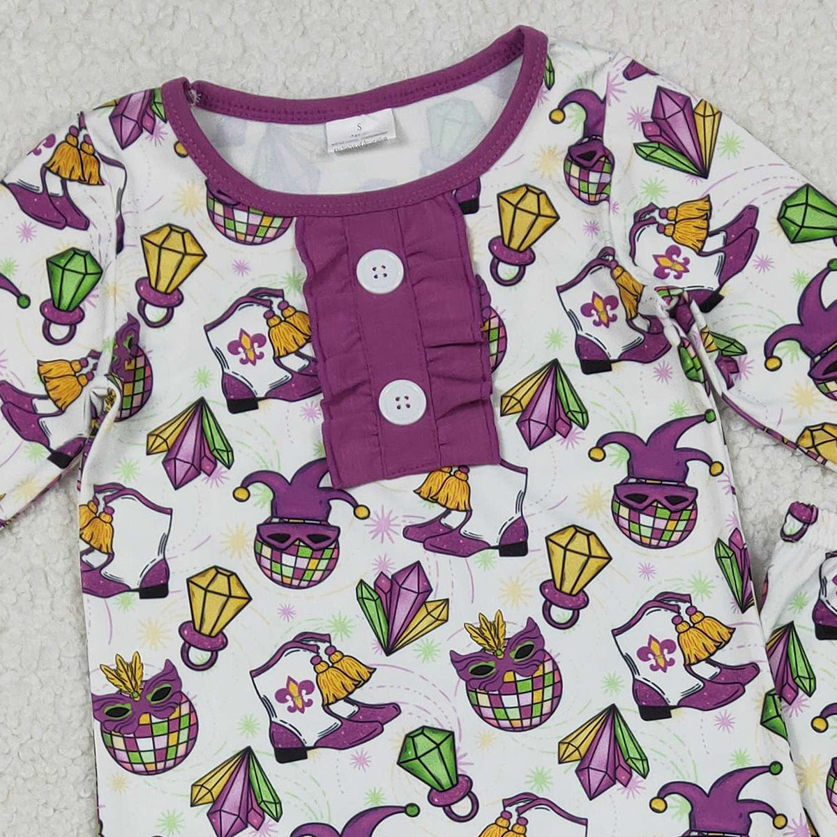 1.6 RTS NO MOQ （In stock）GLP2113 Baby Girls Mardigras Anchors Boots Button Top Pants Pajamas Sets