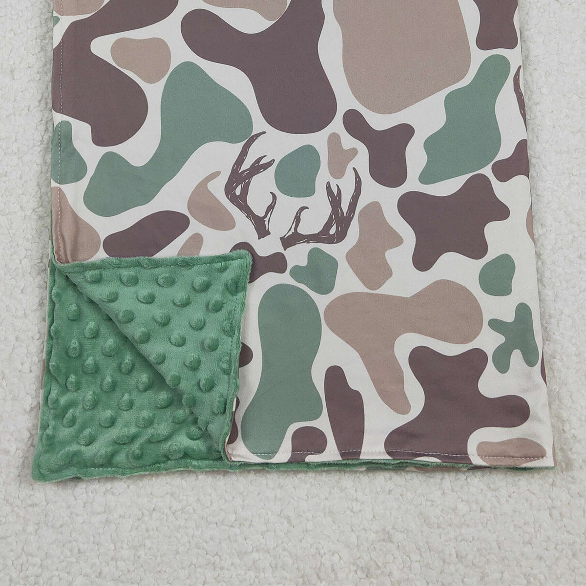 11.13 RTS NO MOQ （In stock）BL0226 Baby Kids Green Khaki Deer Camo Hunting Blankets