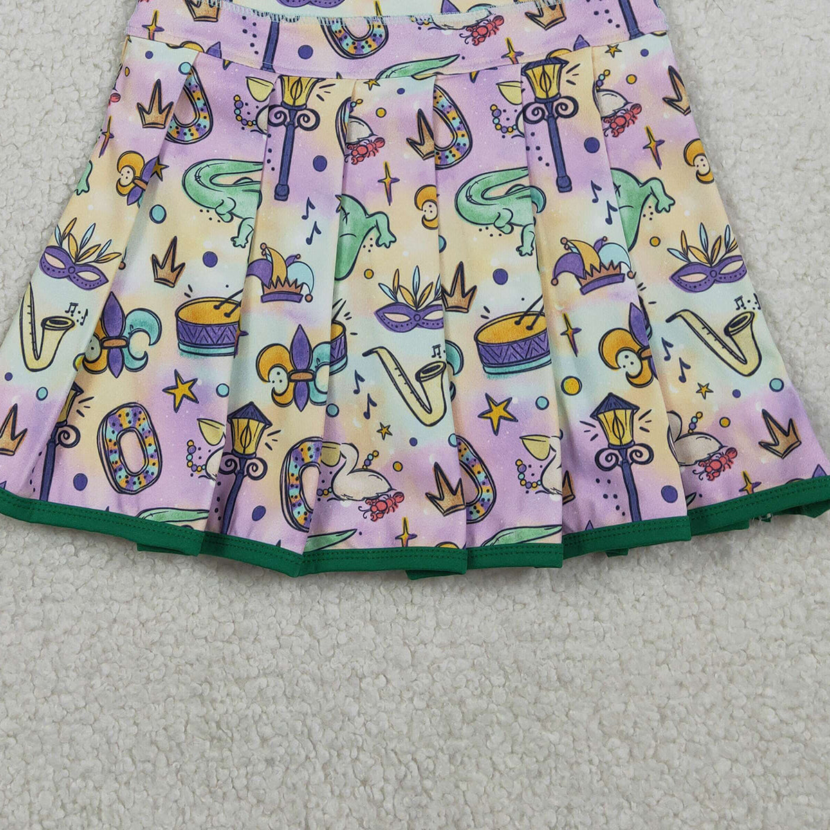 1.23 RTS NO MOQ （In stock）GLK0163 Baby Girls Mardigras Anchors Crocodiles Yoga Active Skirt Shorts Bottom