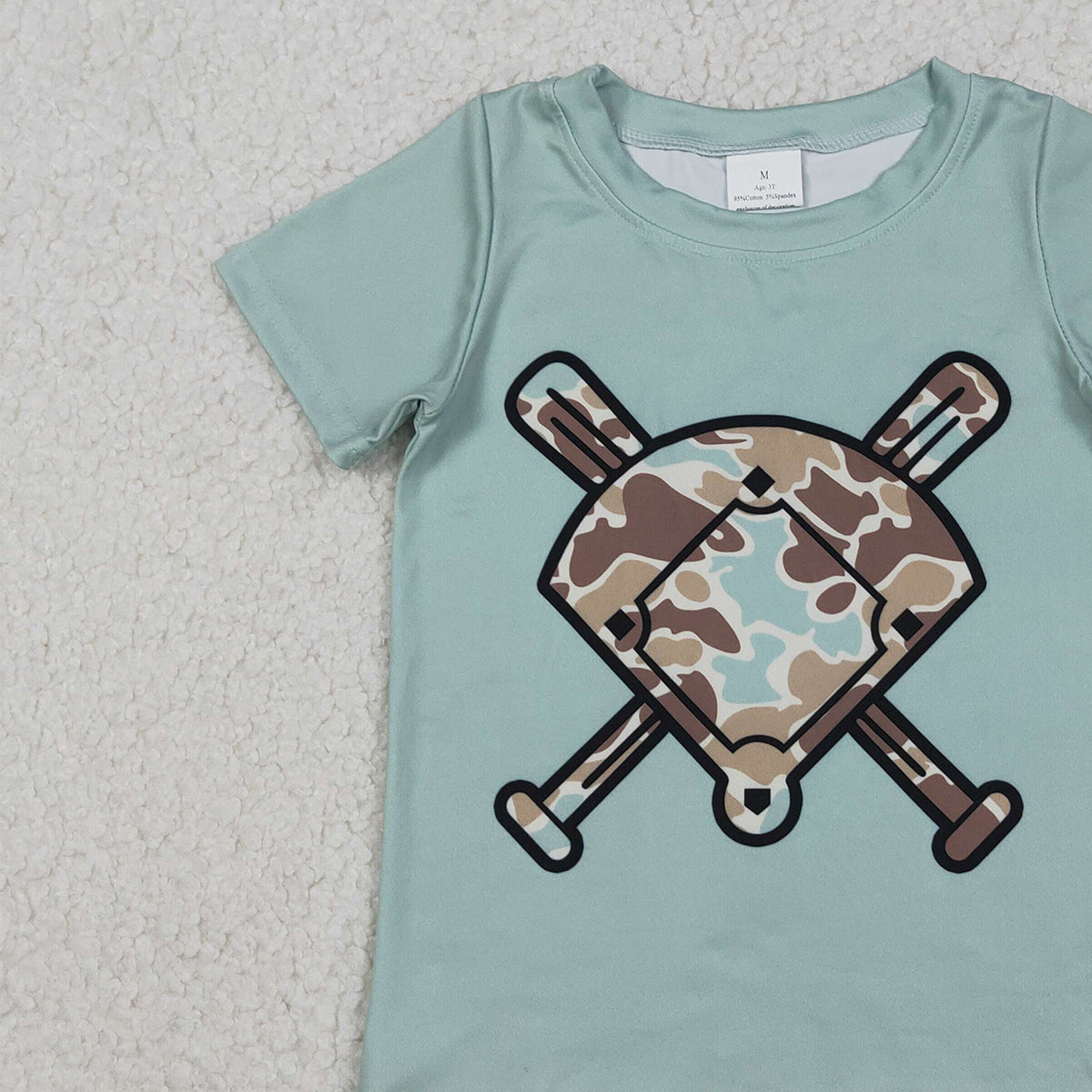 11.12 RTS NO MOQ （In stock）BT1422 Baby Boys Short Sleeve Camo Baseballs Team T-shirts Top